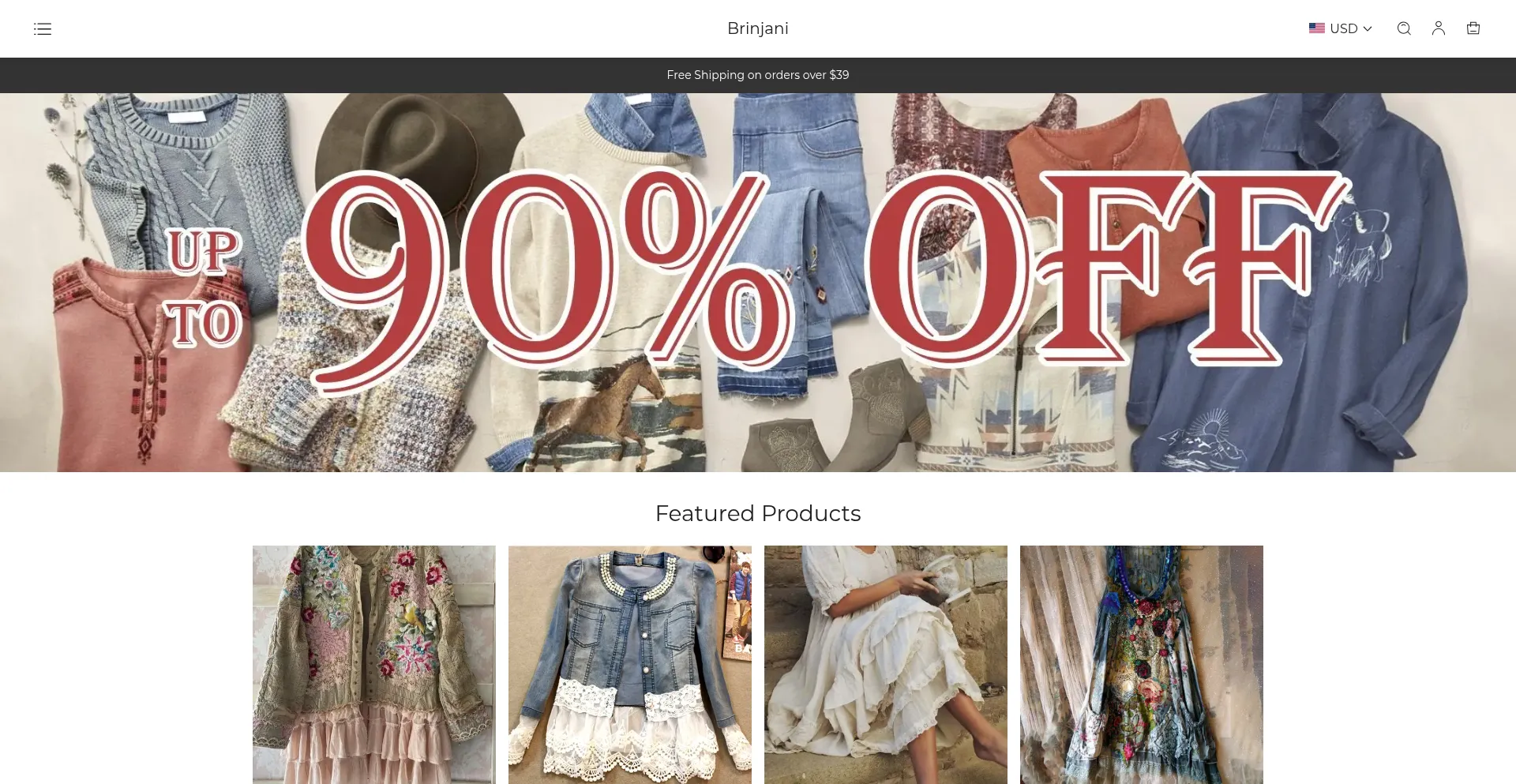 Website screenshot of Brinjani.com