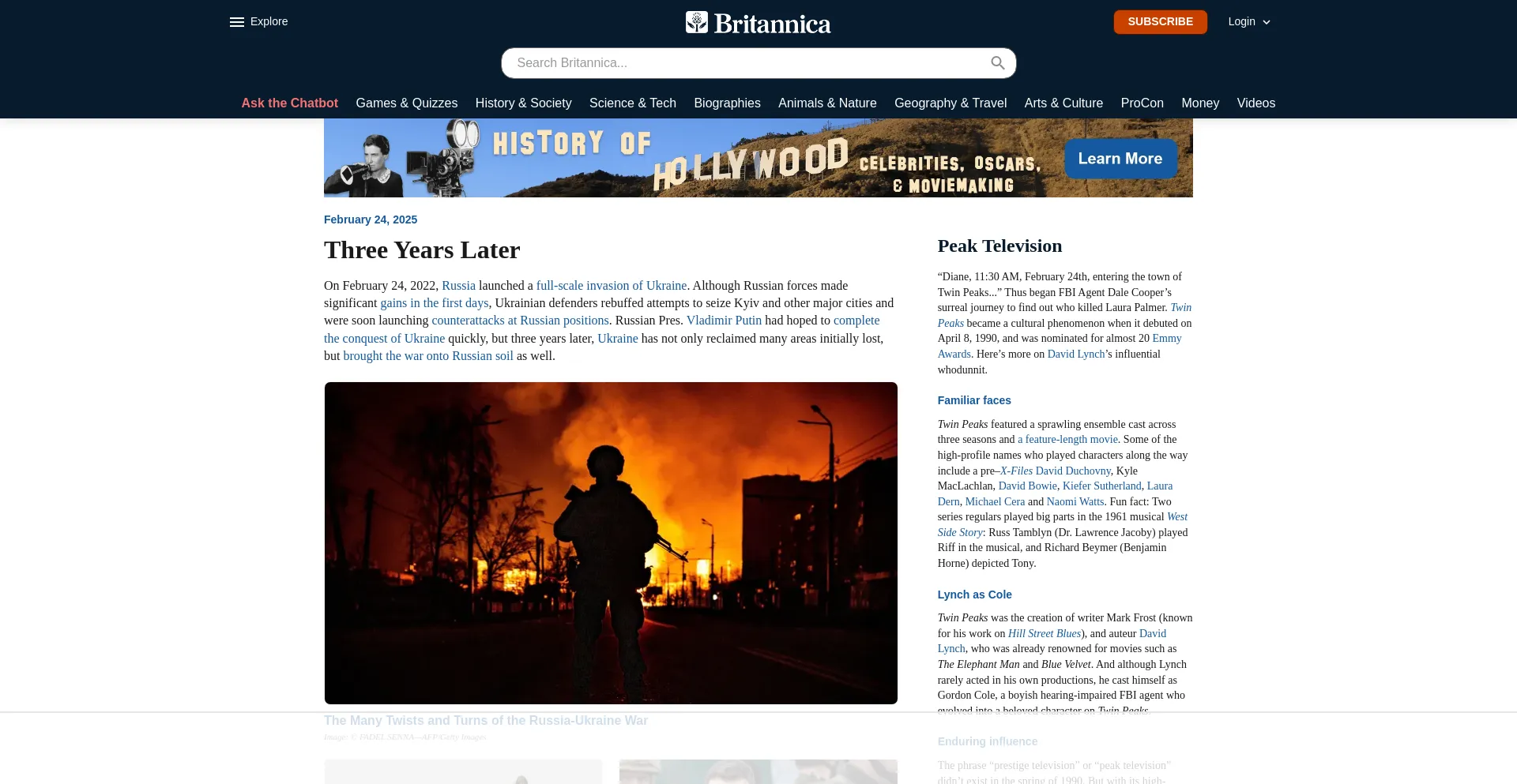 Website screenshot of Britannica.com