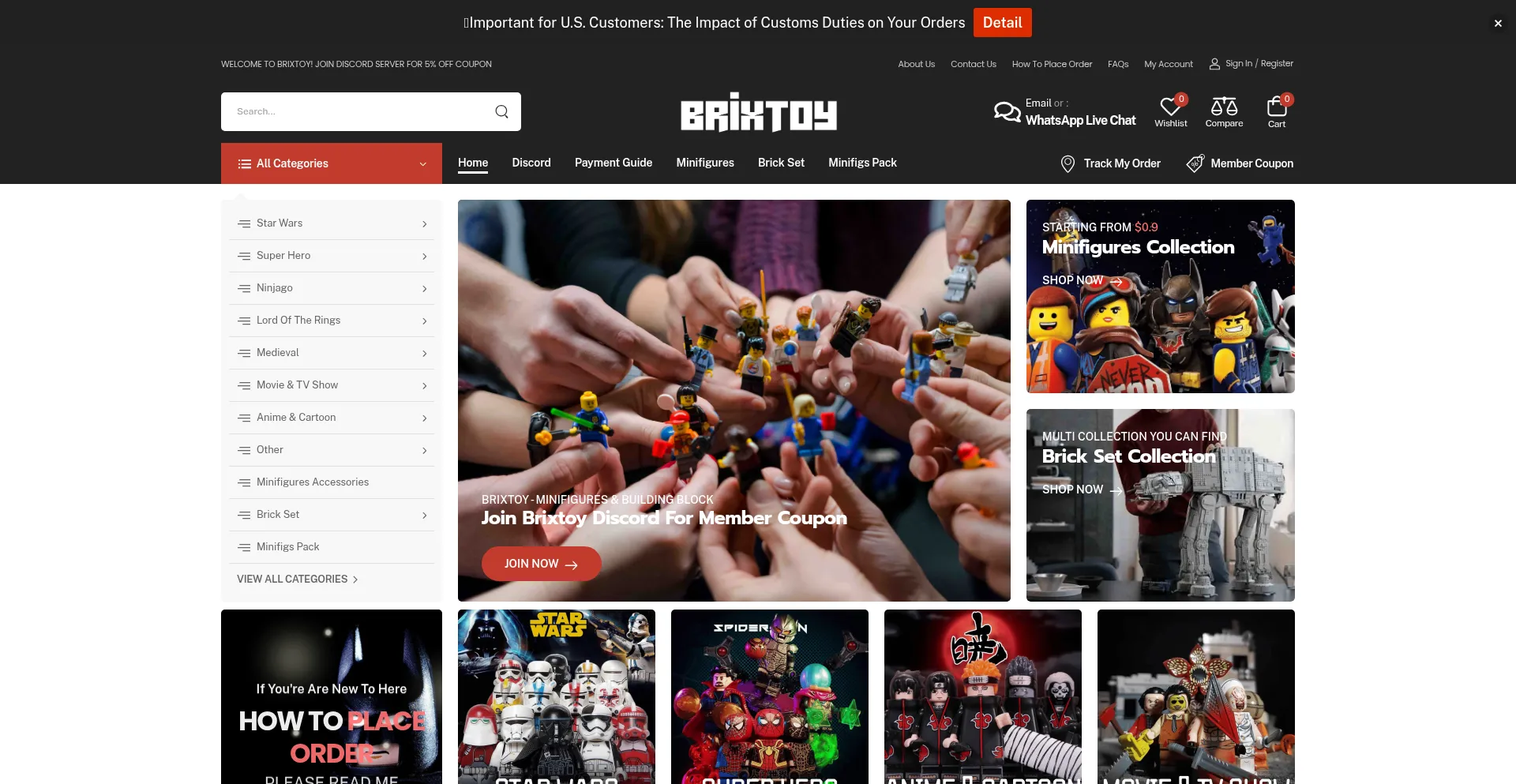 Website screenshot of Brixtoy.com