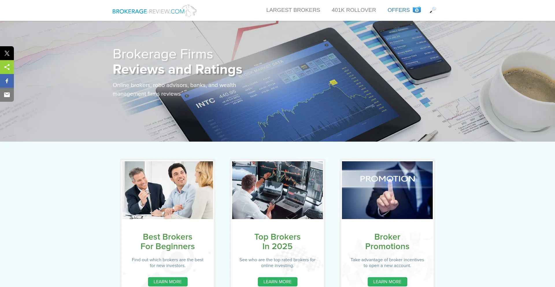 Website screenshot of Brokerage-review.com