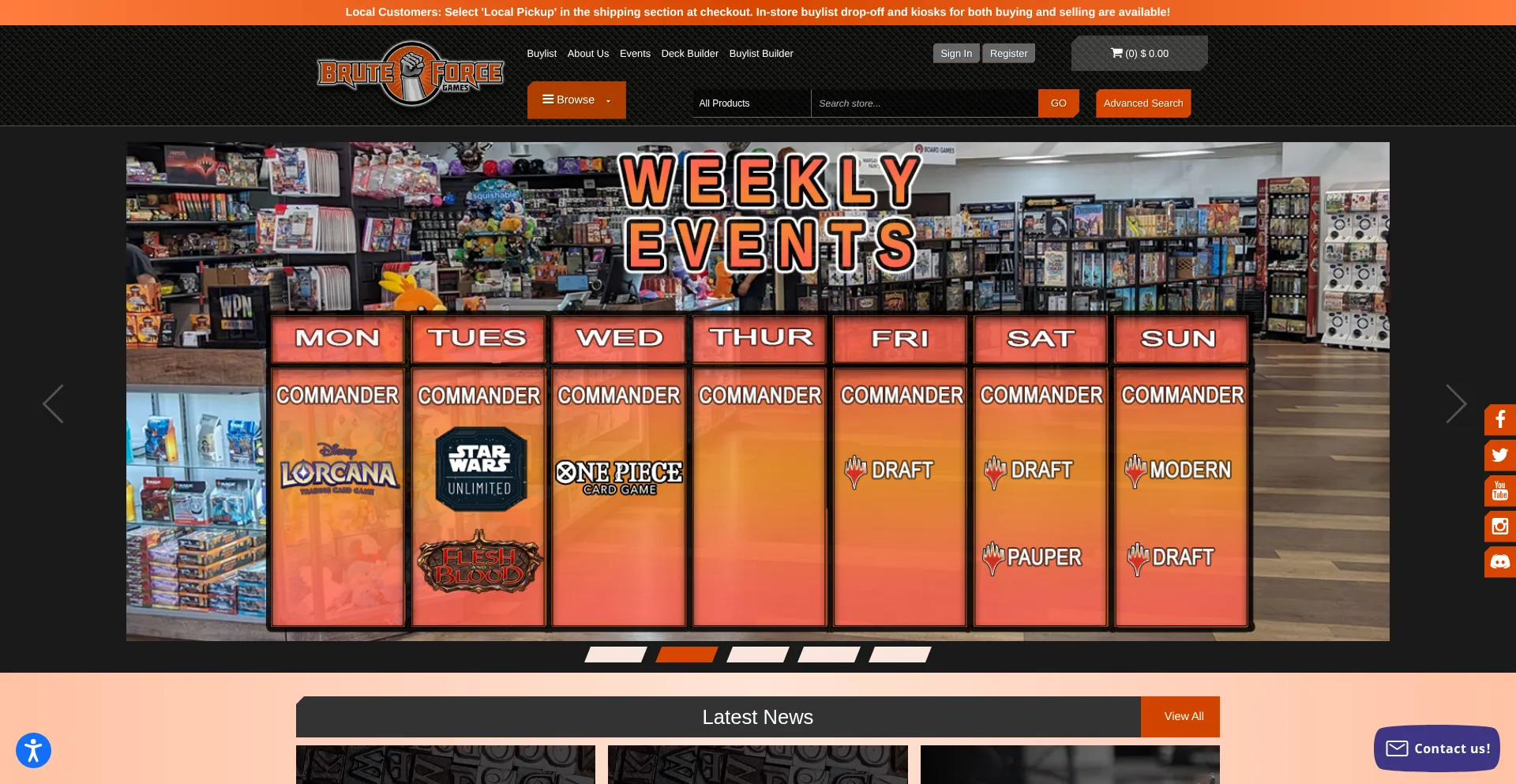 Website screenshot of Bruteforcemtg.com