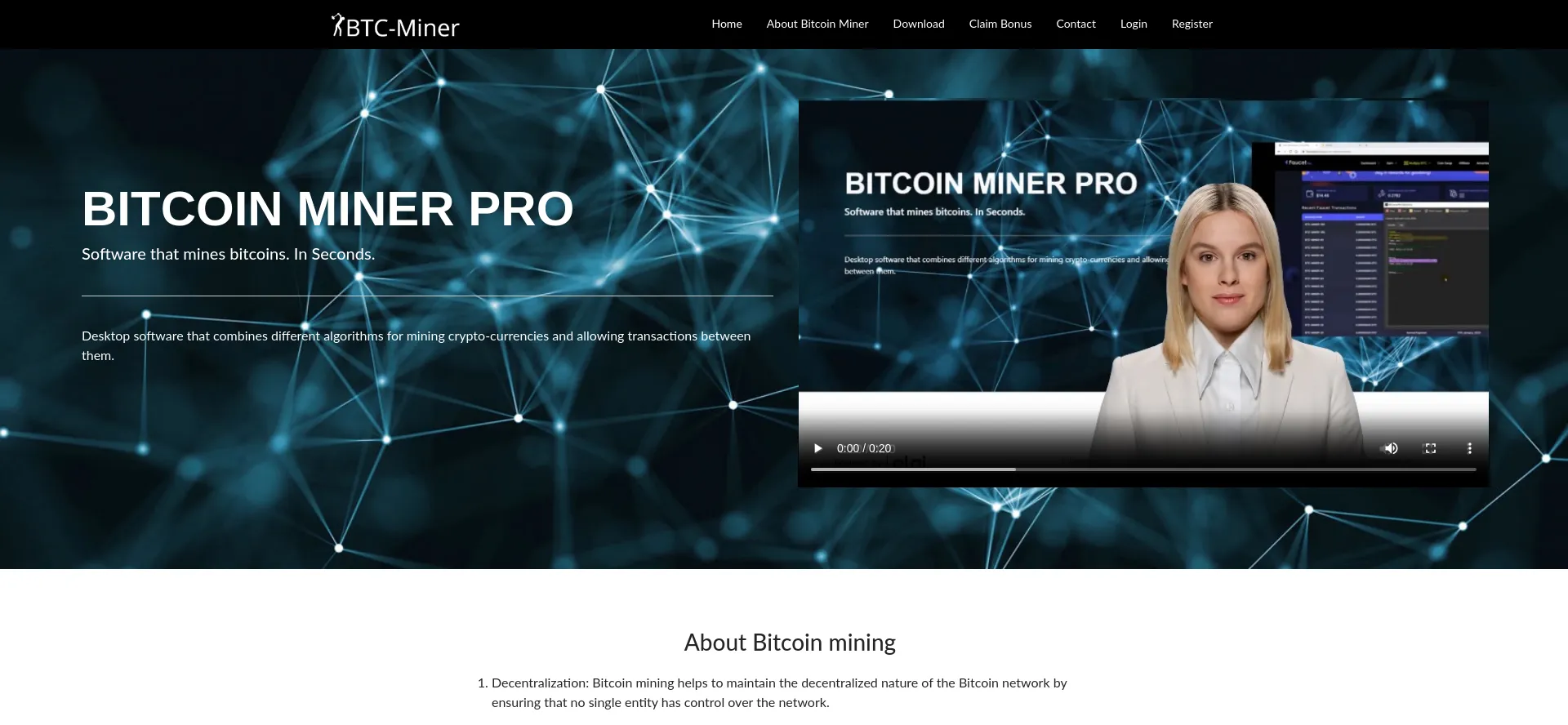 Website screenshot of Btc-miner.net