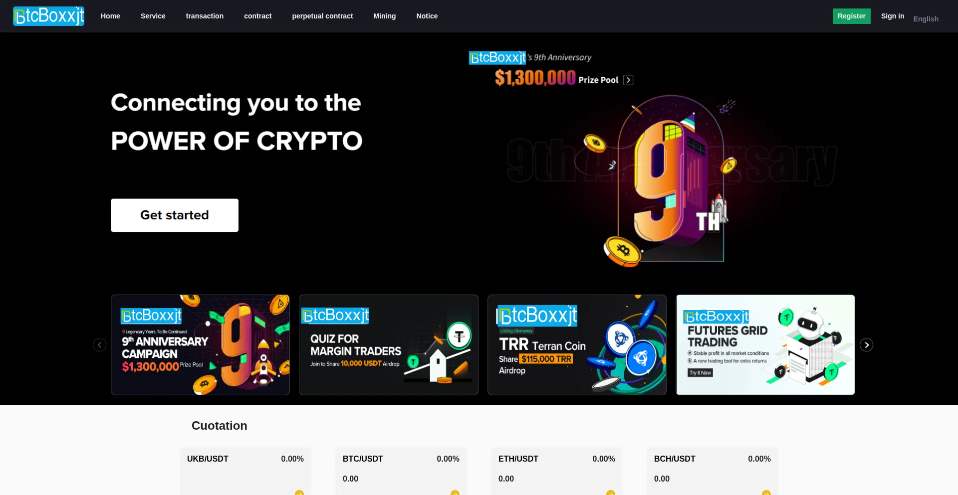 Website screenshot of Btcboxxjt.com