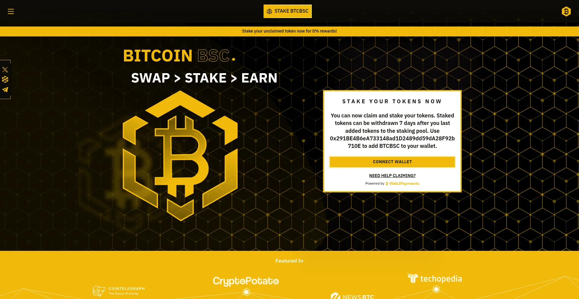 Website screenshot of Btcbsc.io