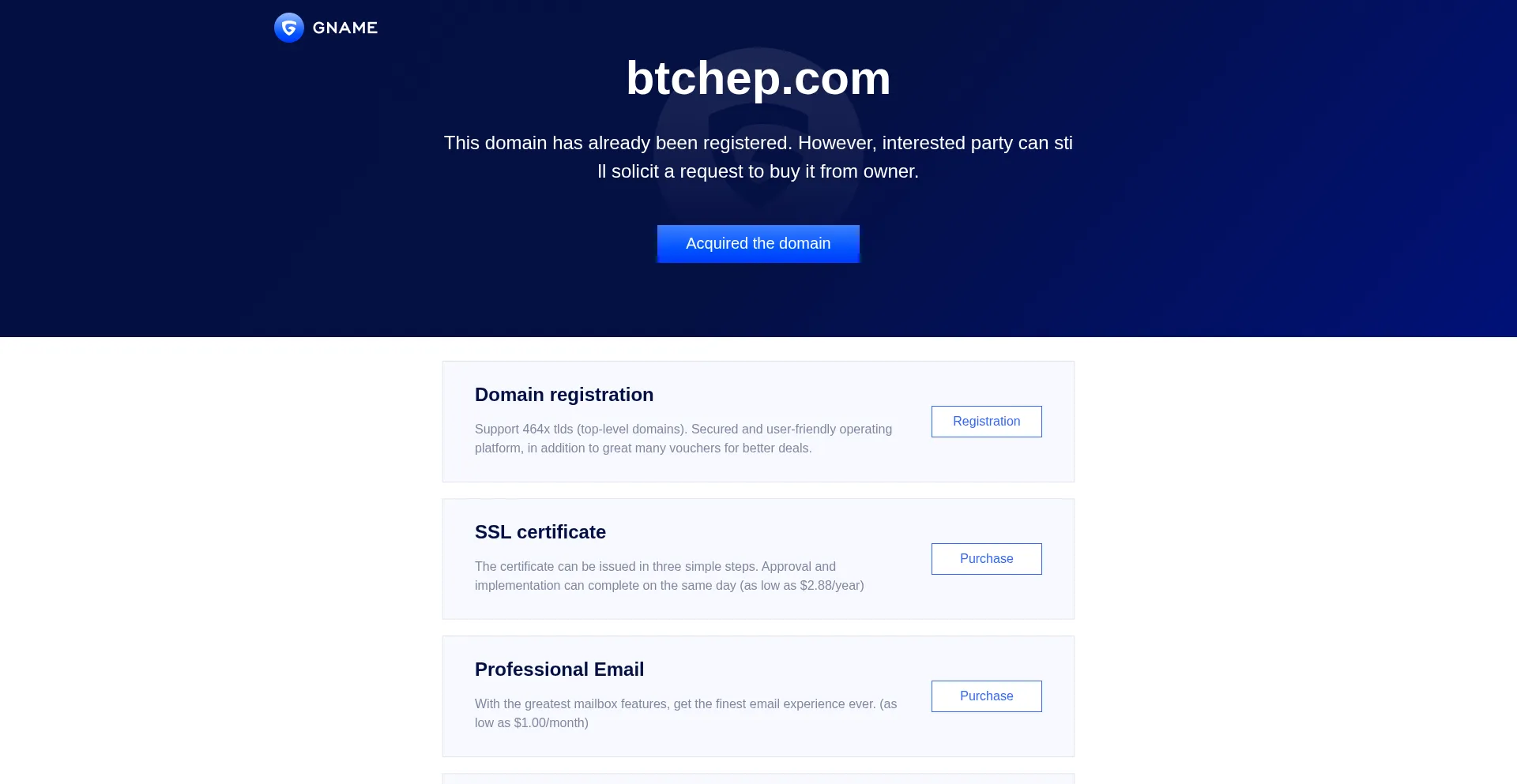 Website screenshot of Btchep.com