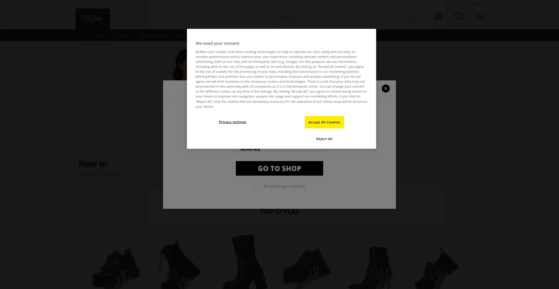 Website screenshot of Buffalo-boots.com