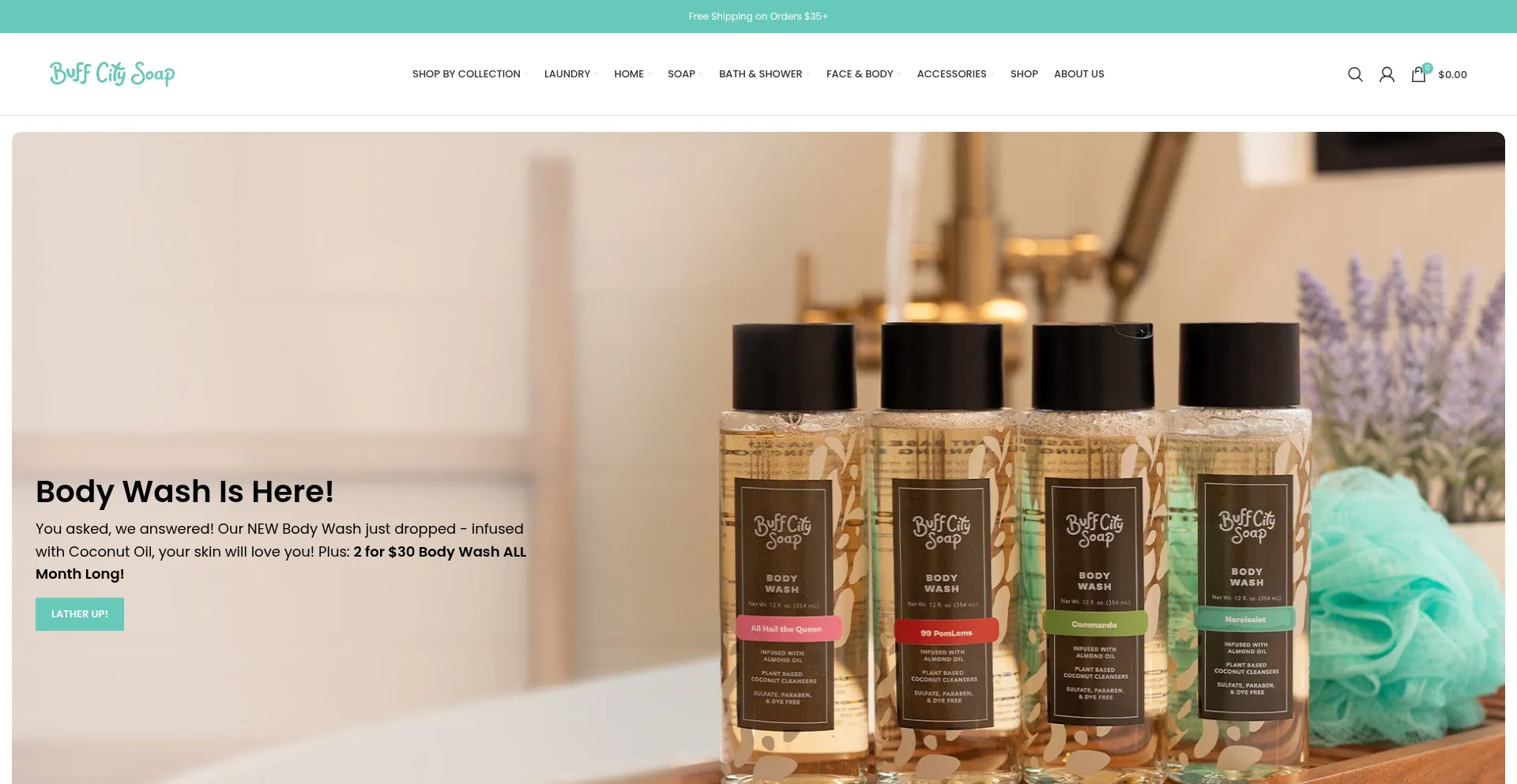 Website screenshot of Buffsoapshop.skin