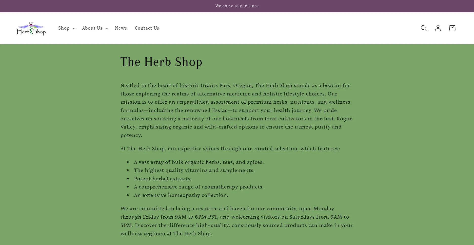 Website screenshot of Bulkherbshop.com