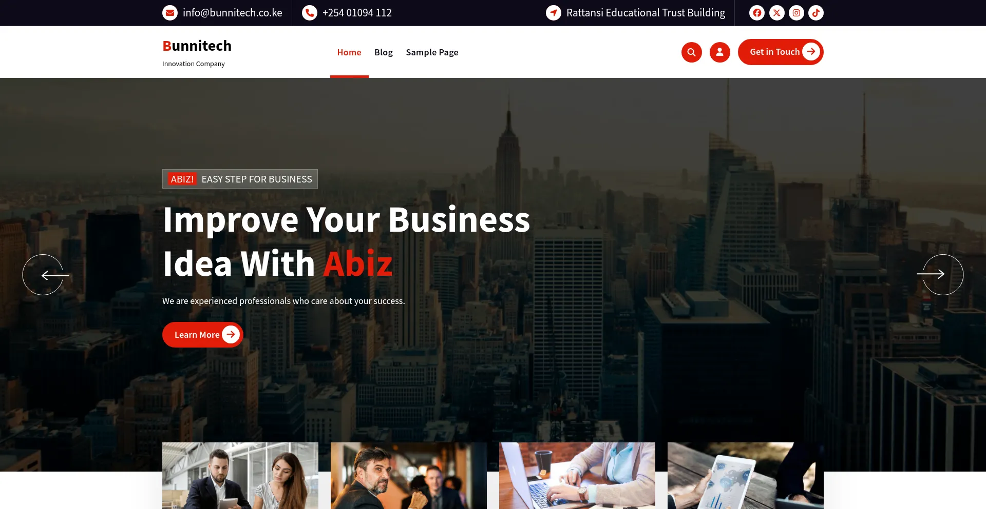 Website screenshot of Bunnitech.co.ke