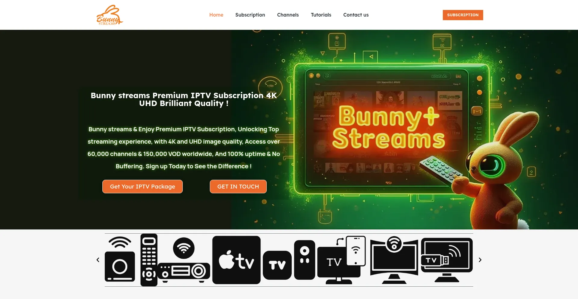 Website screenshot of Bunnystreams.org