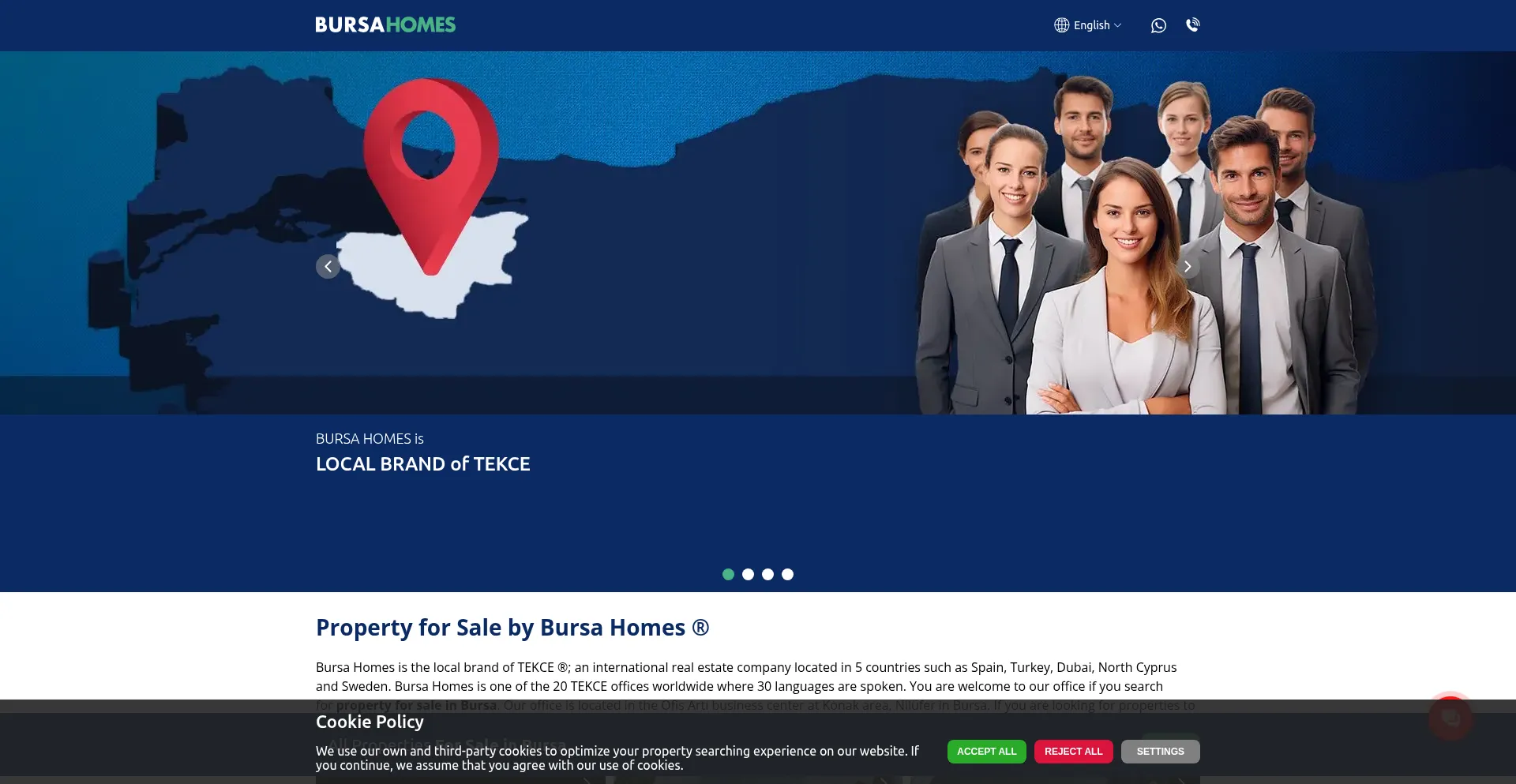 Website screenshot of Bursahomes.com