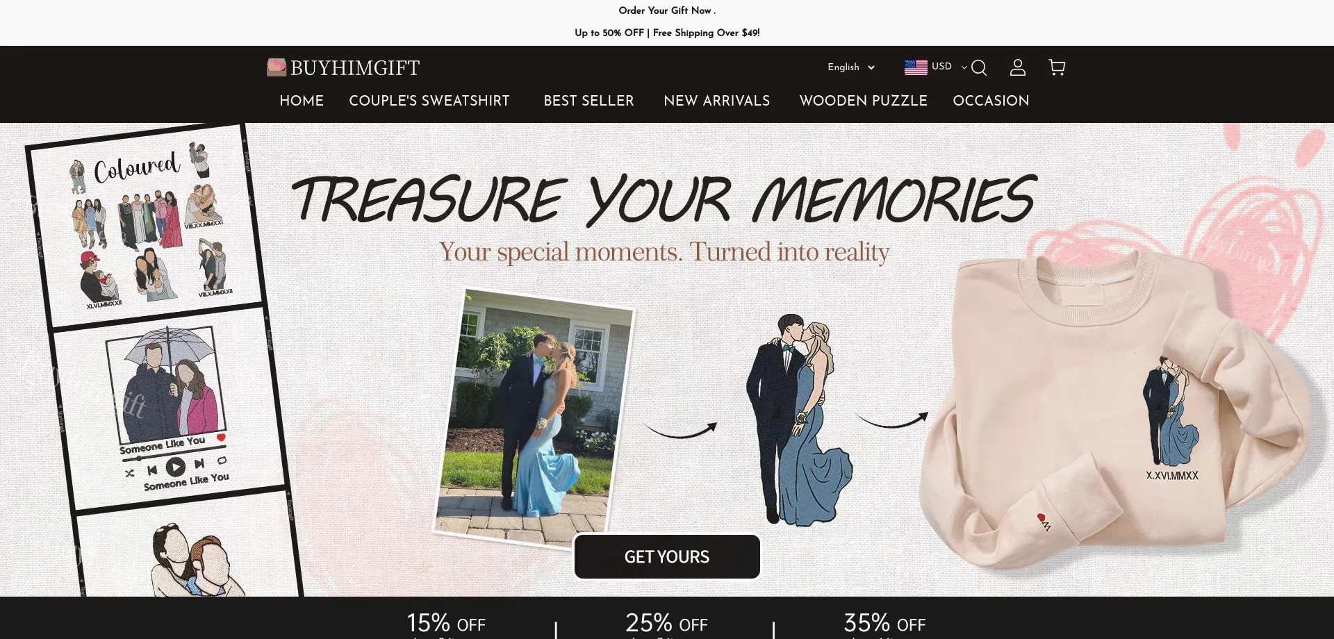 Website screenshot of Buyhimgift.com