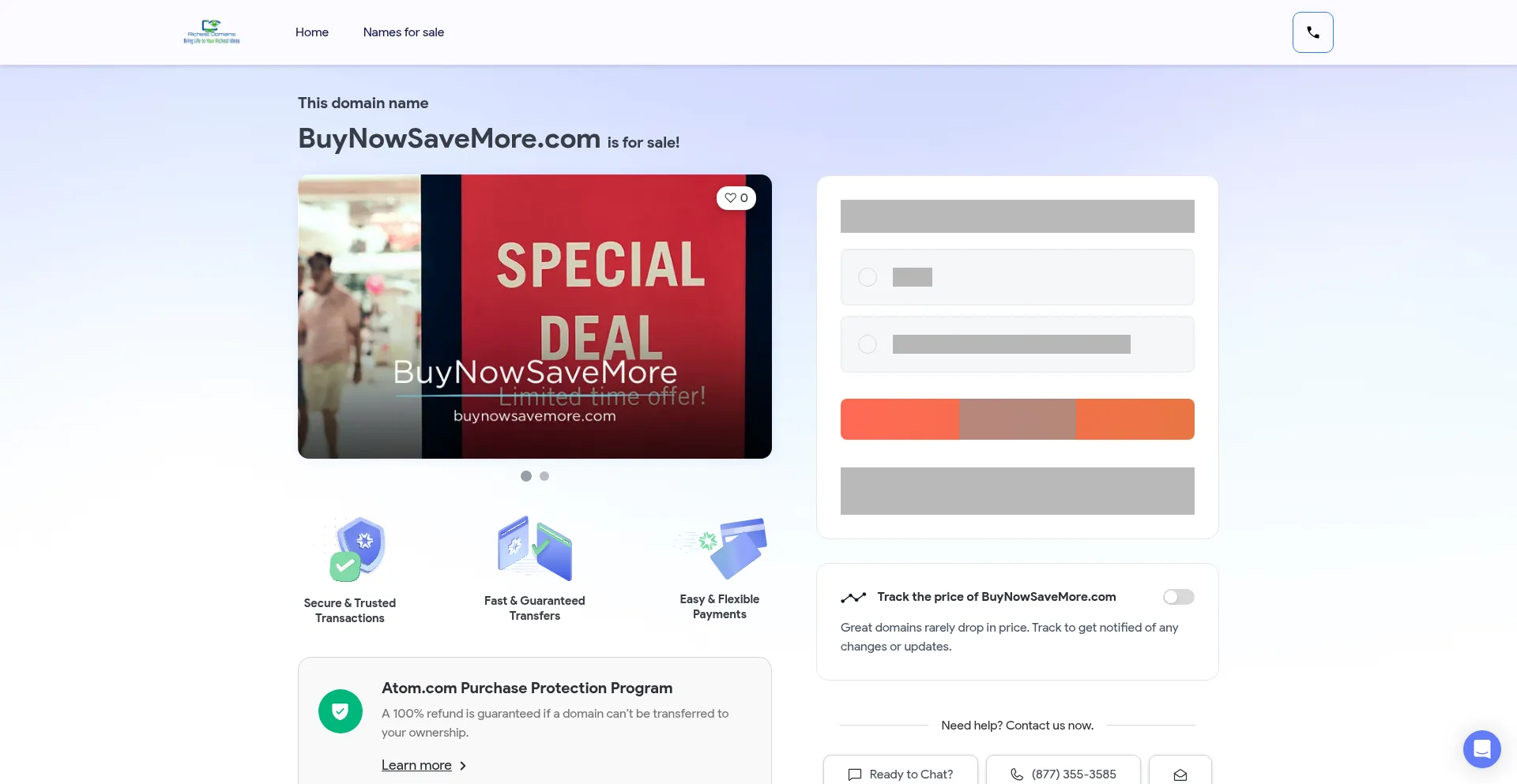 Website screenshot of Buynowsavemore.com