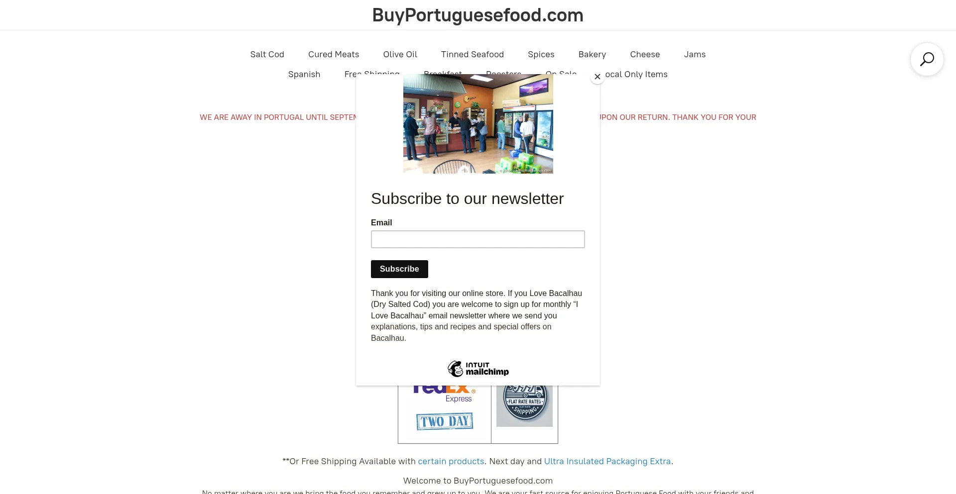 Website screenshot of Buyportuguesefood.com