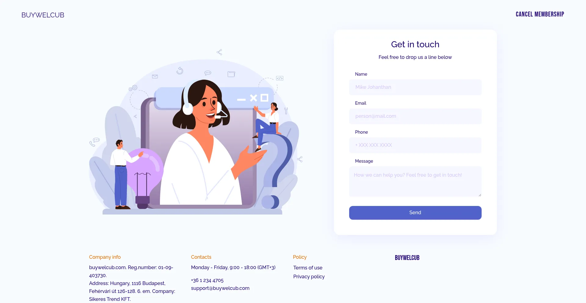 Website screenshot of Buywelcub.com