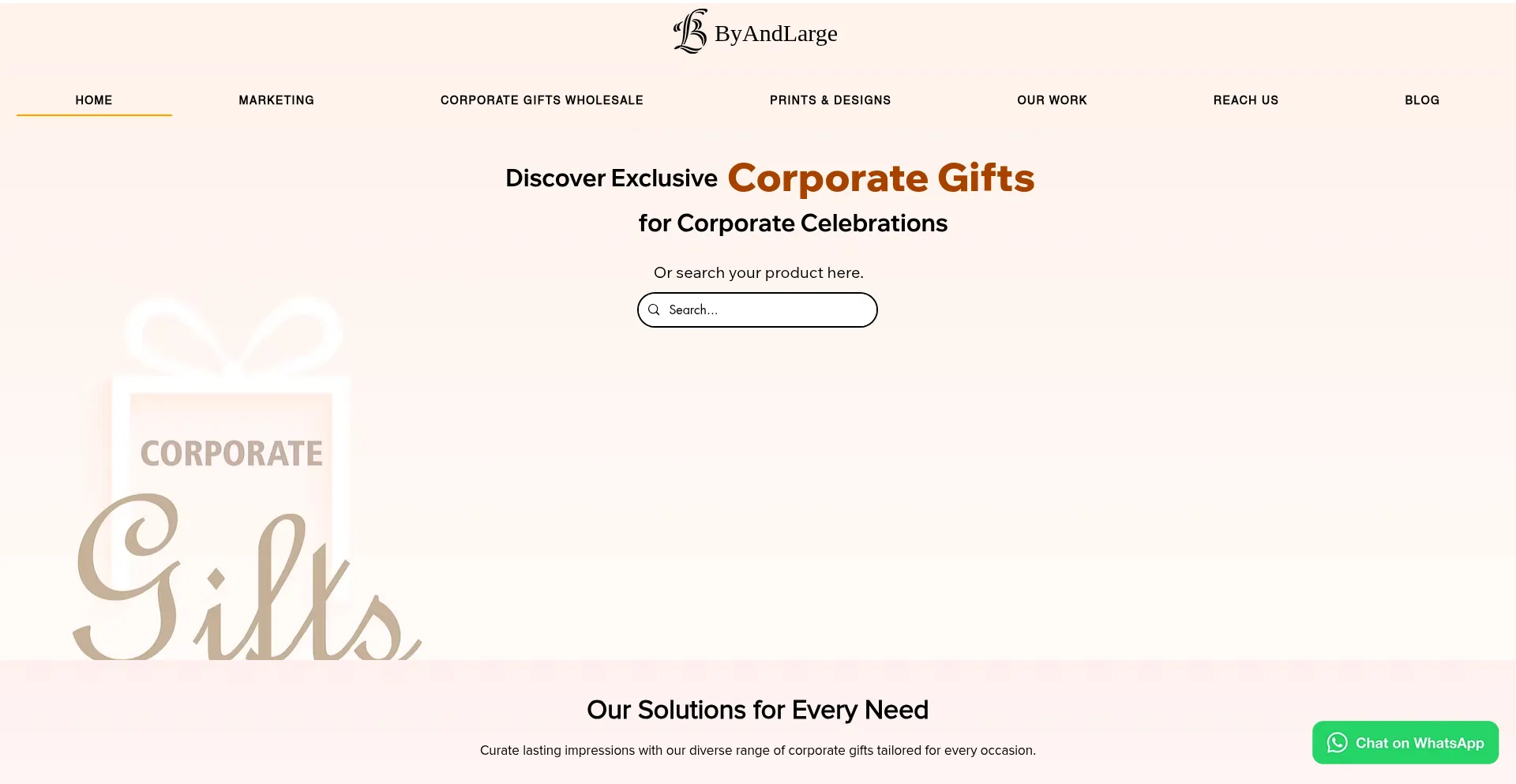 Website screenshot of Byandlarge.in