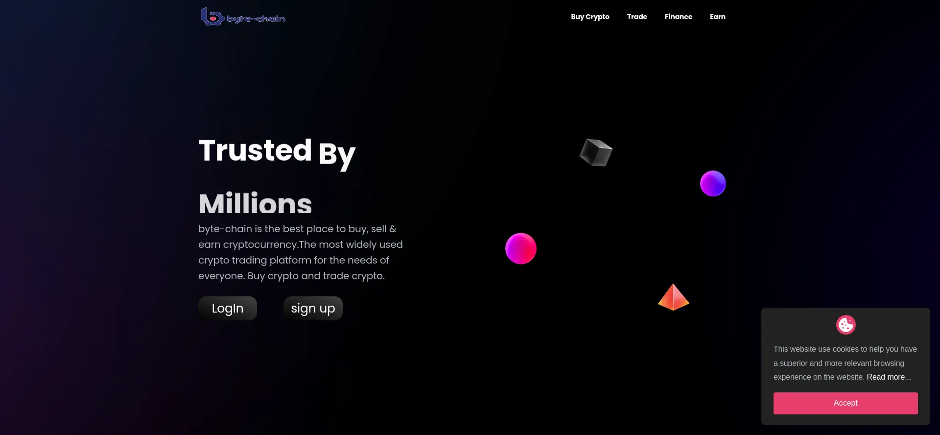 Website screenshot of Byte-chain.org