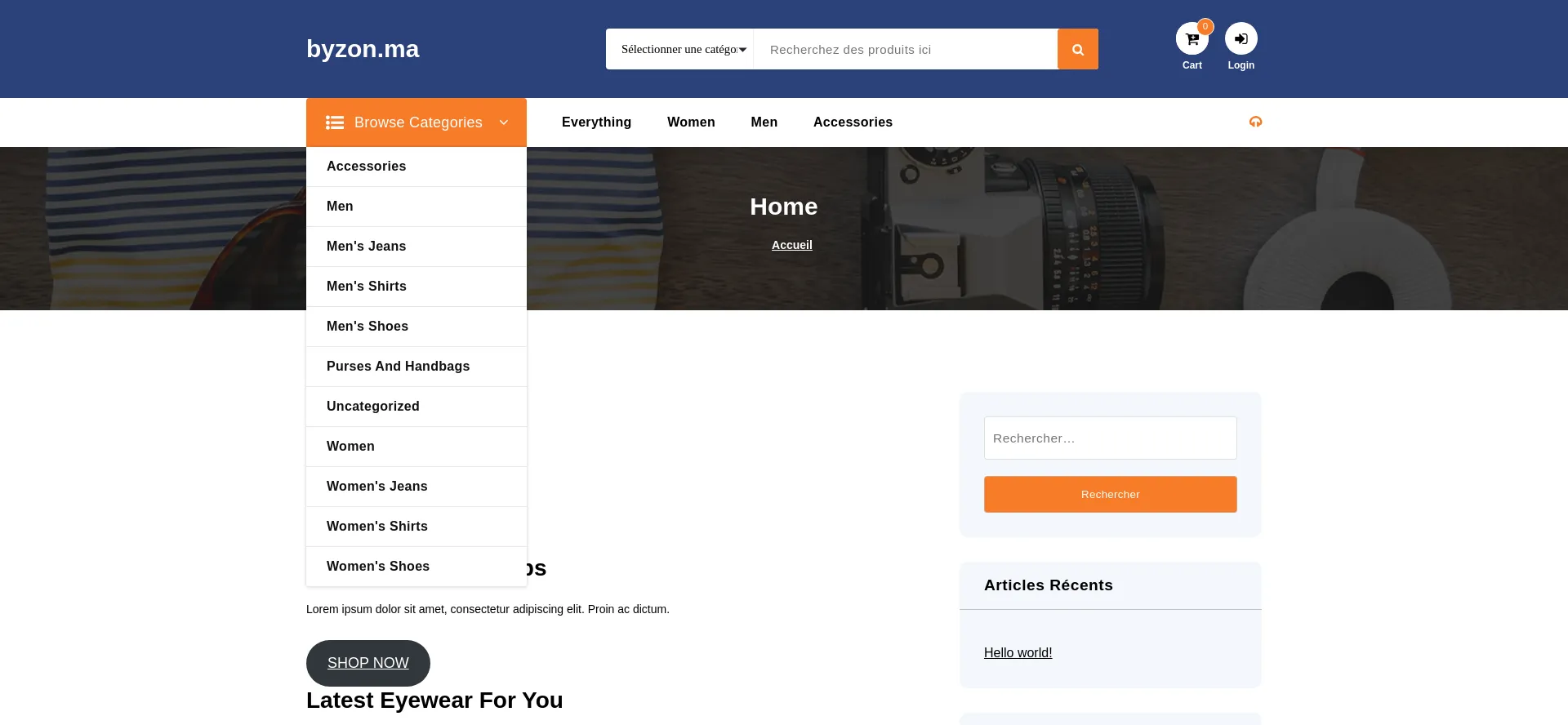 Website screenshot of Byzon.ma