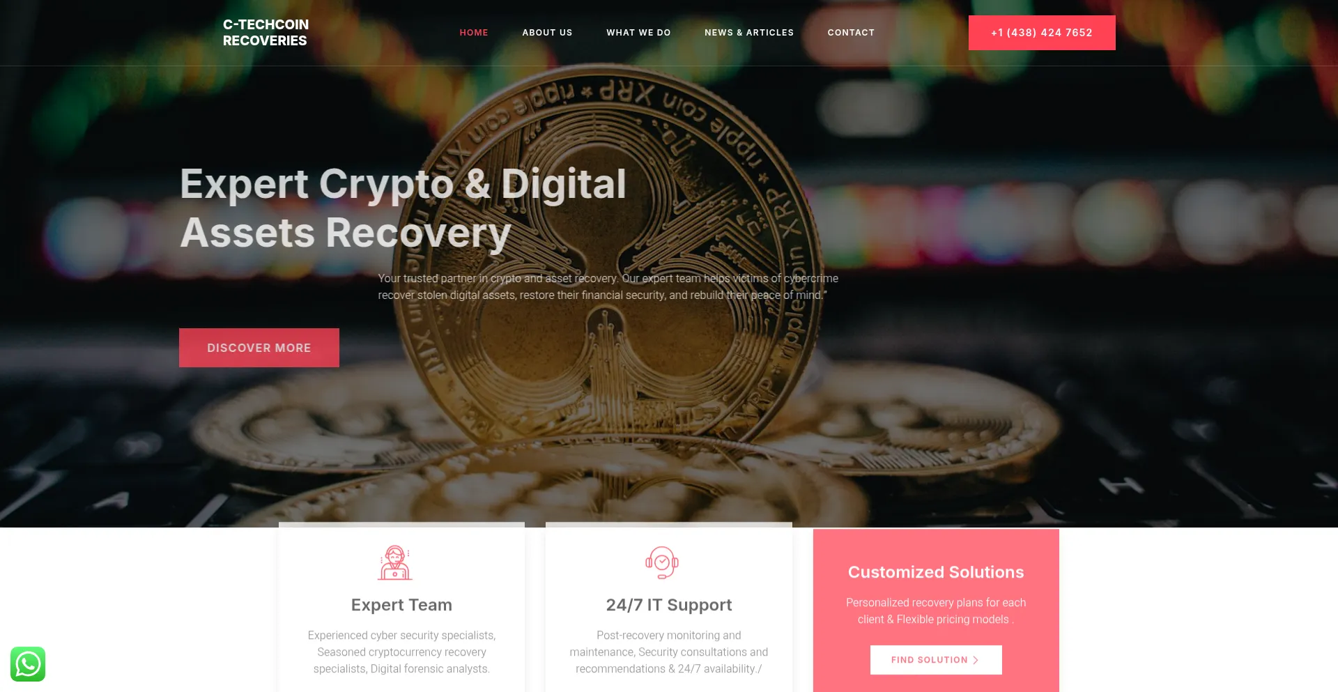 Website screenshot of C-techcoinrecoveries.com