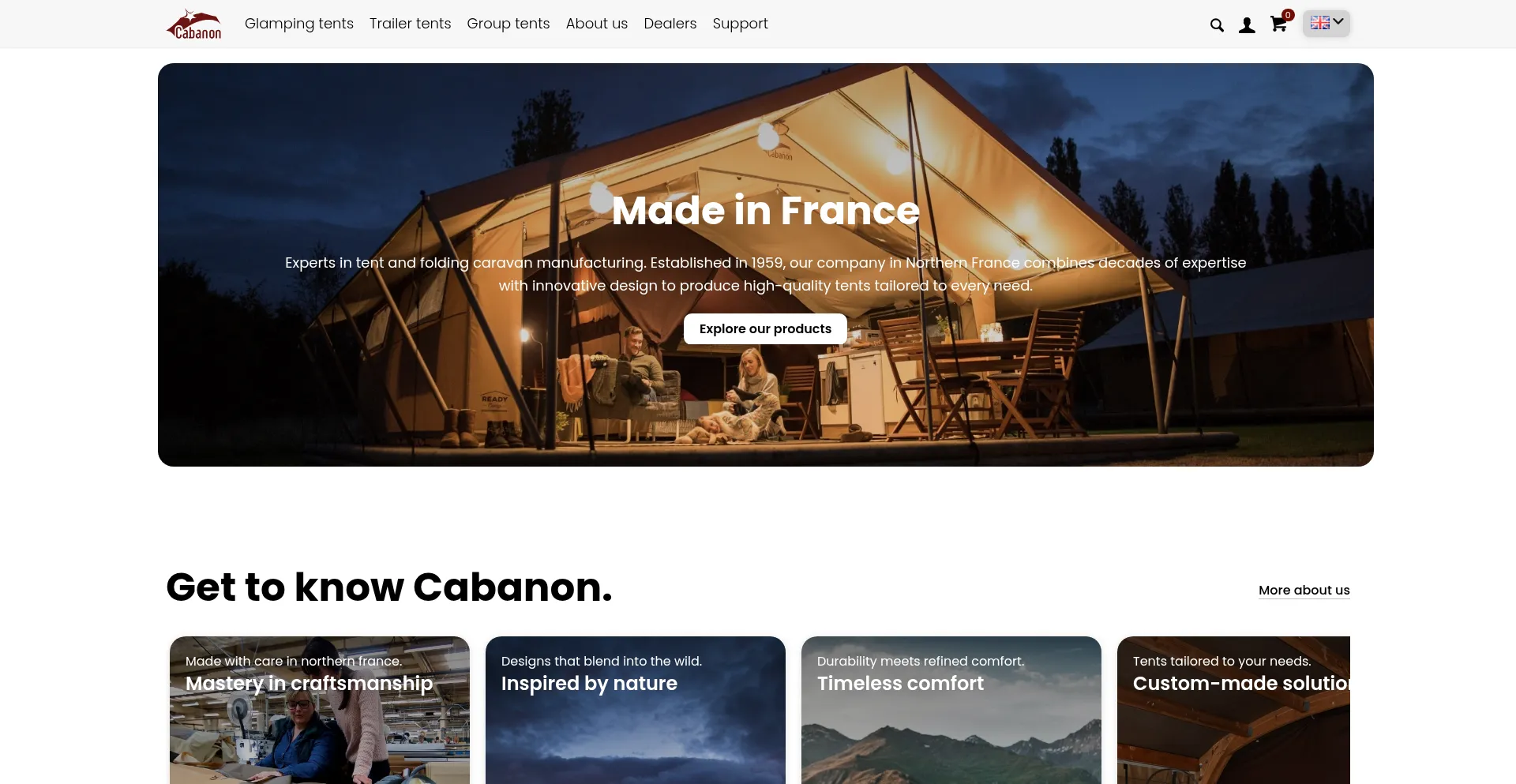 Website screenshot of Cabanon.com