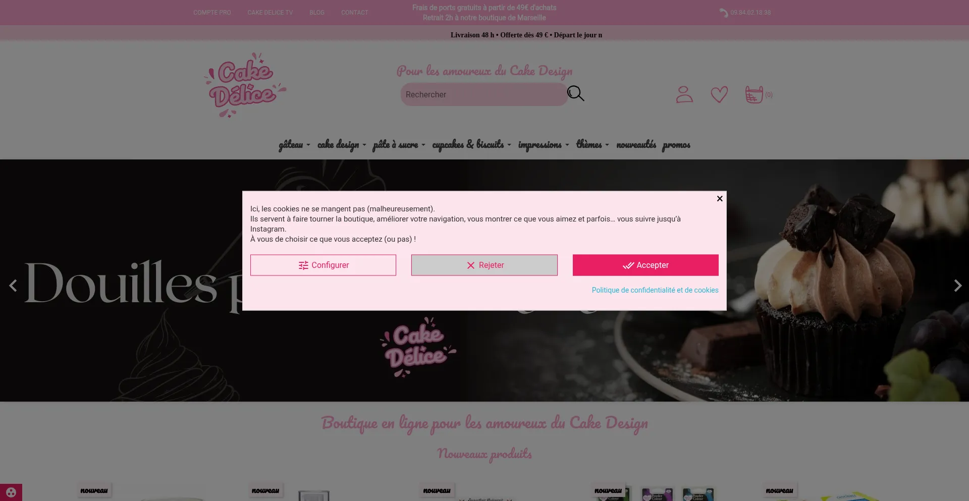 Website screenshot of Cakedelice.com