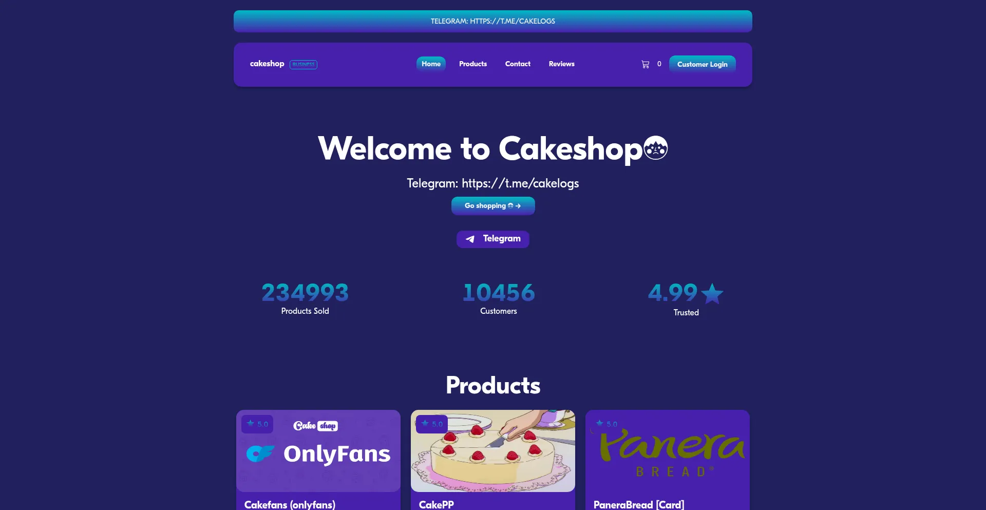 Website screenshot of Cakeshop.sellpass.io