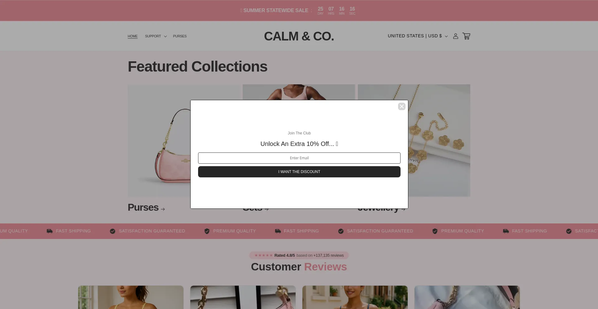 Website screenshot of Calmco.online