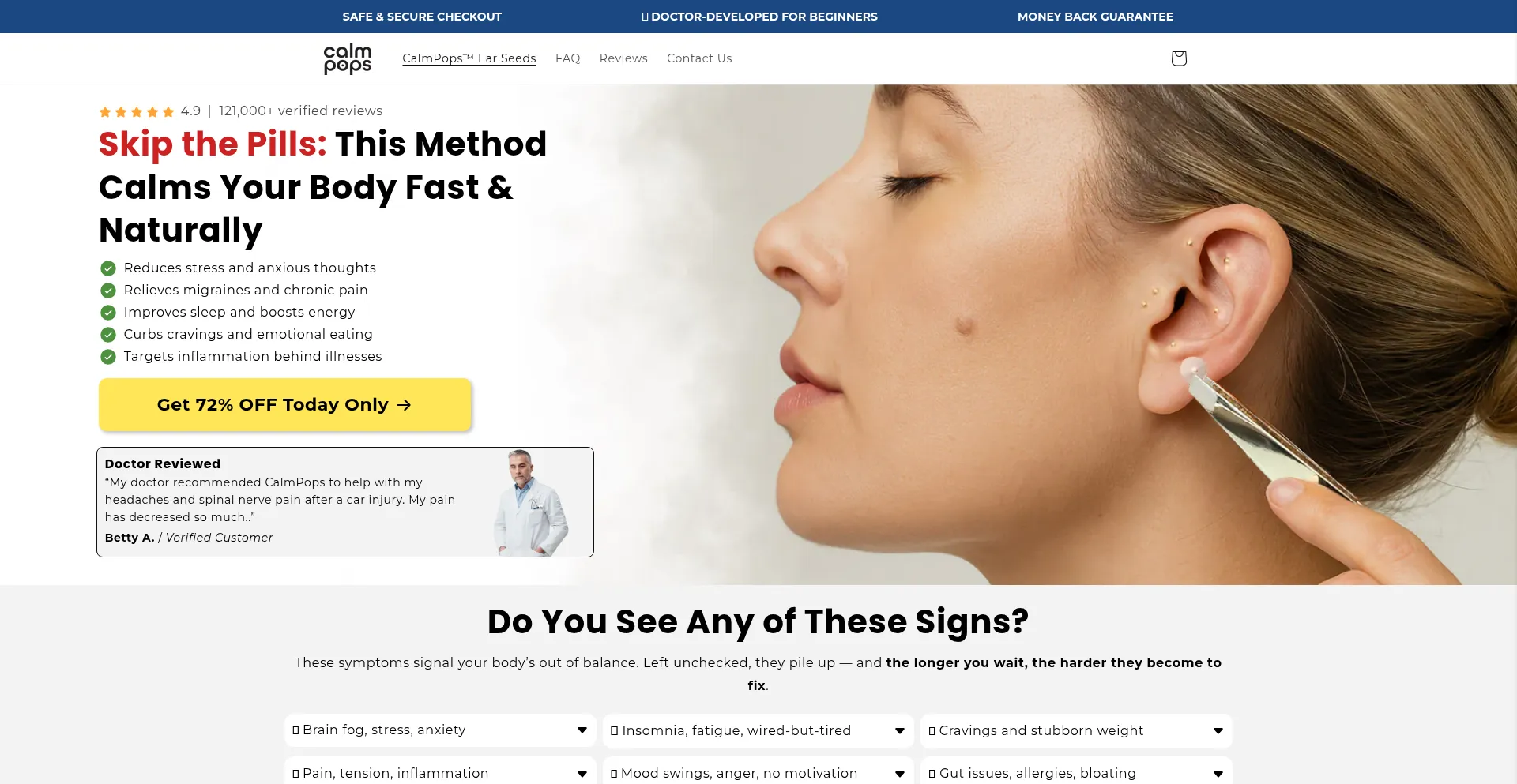 Website screenshot of Calmpops.com