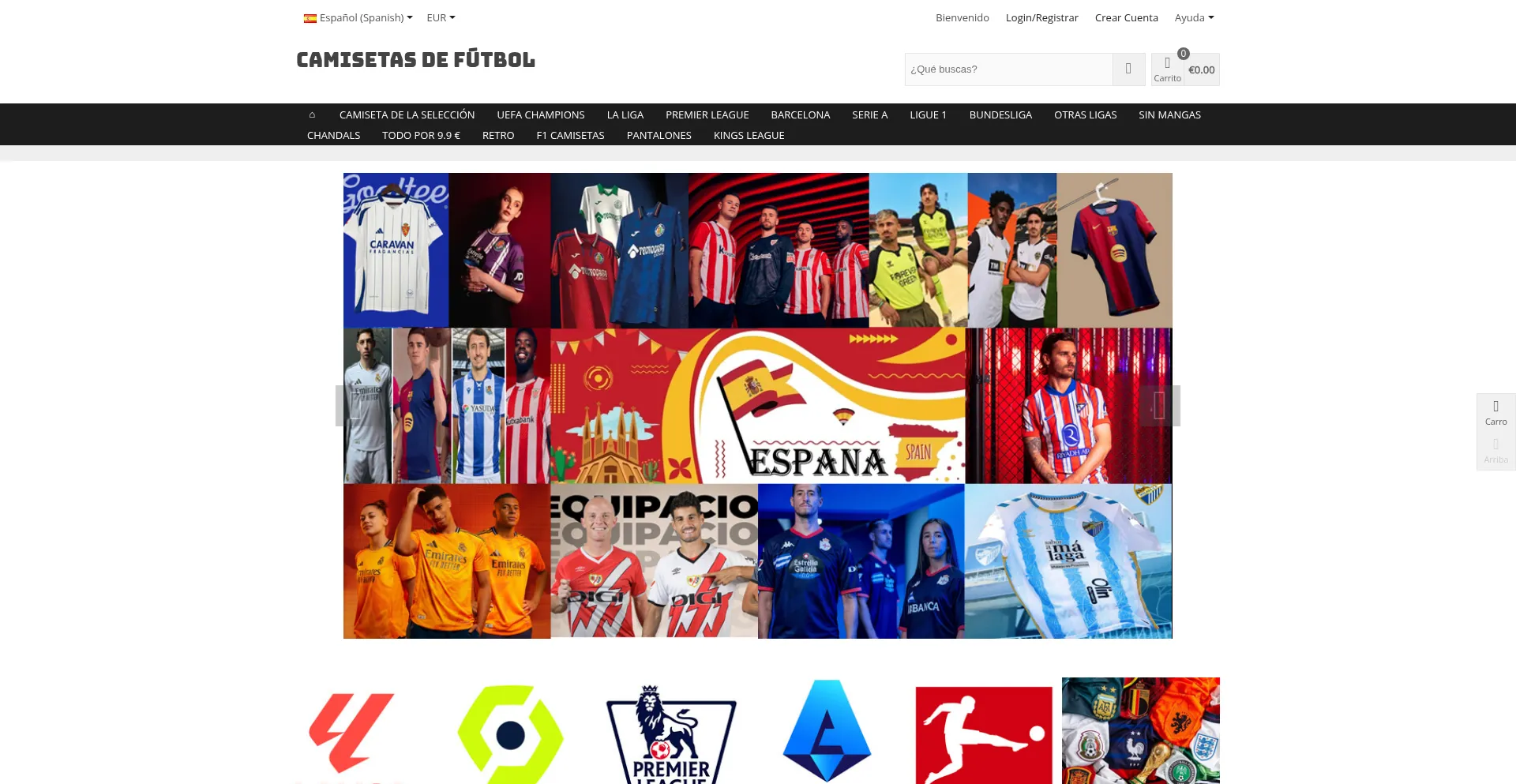 Website screenshot of Camisetafutboles.com