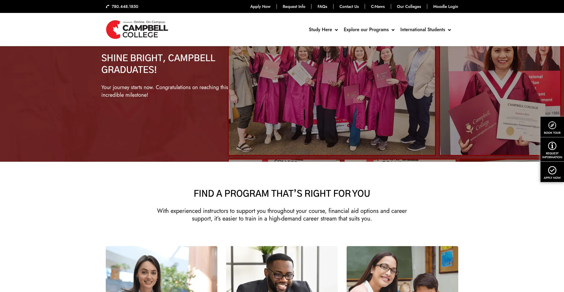Website screenshot of Campbellcollege.ca