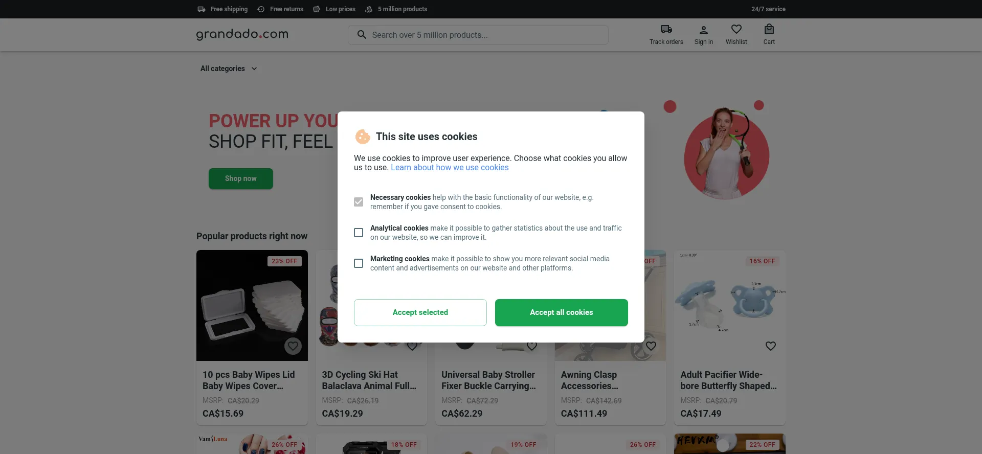 Website screenshot of Can.grandado.com