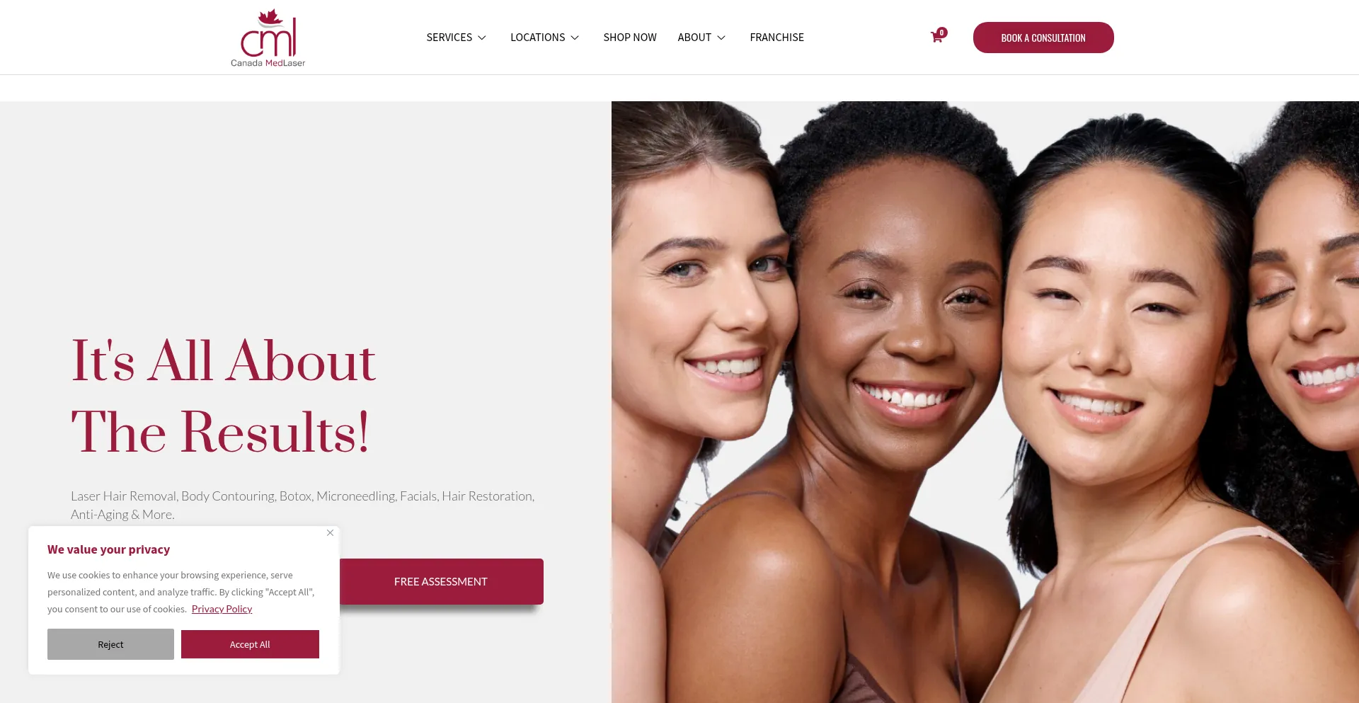 Website screenshot of Canadamedlaser.ca