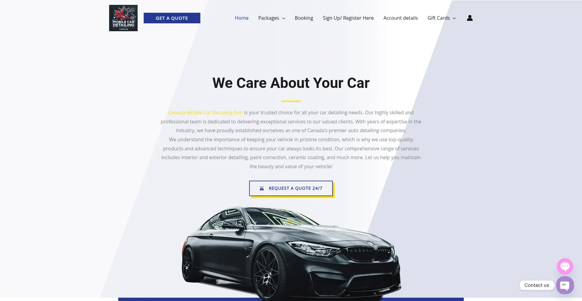 Website screenshot of Canadamobilecardetailing.com