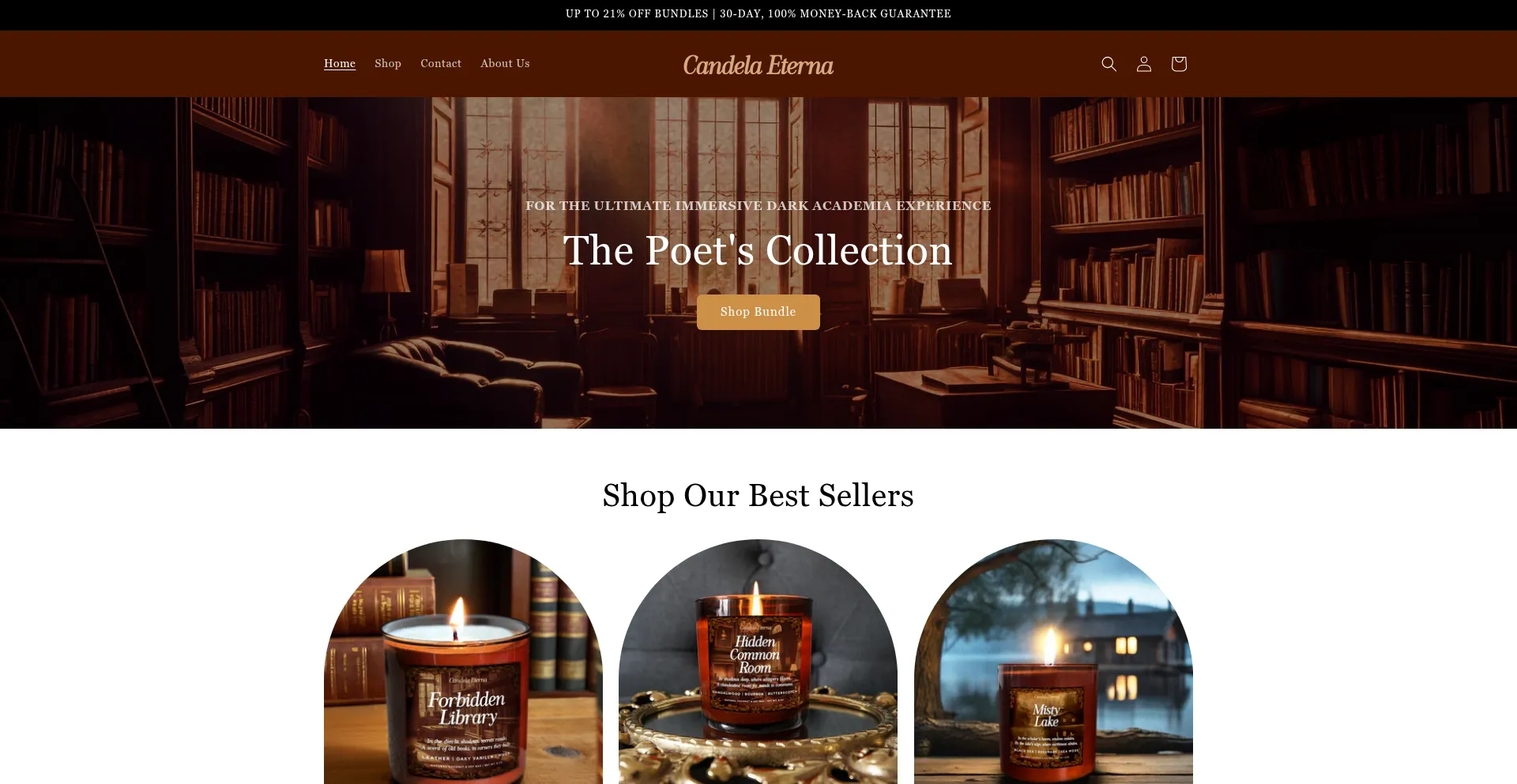 Website screenshot of Candelaeterna.com