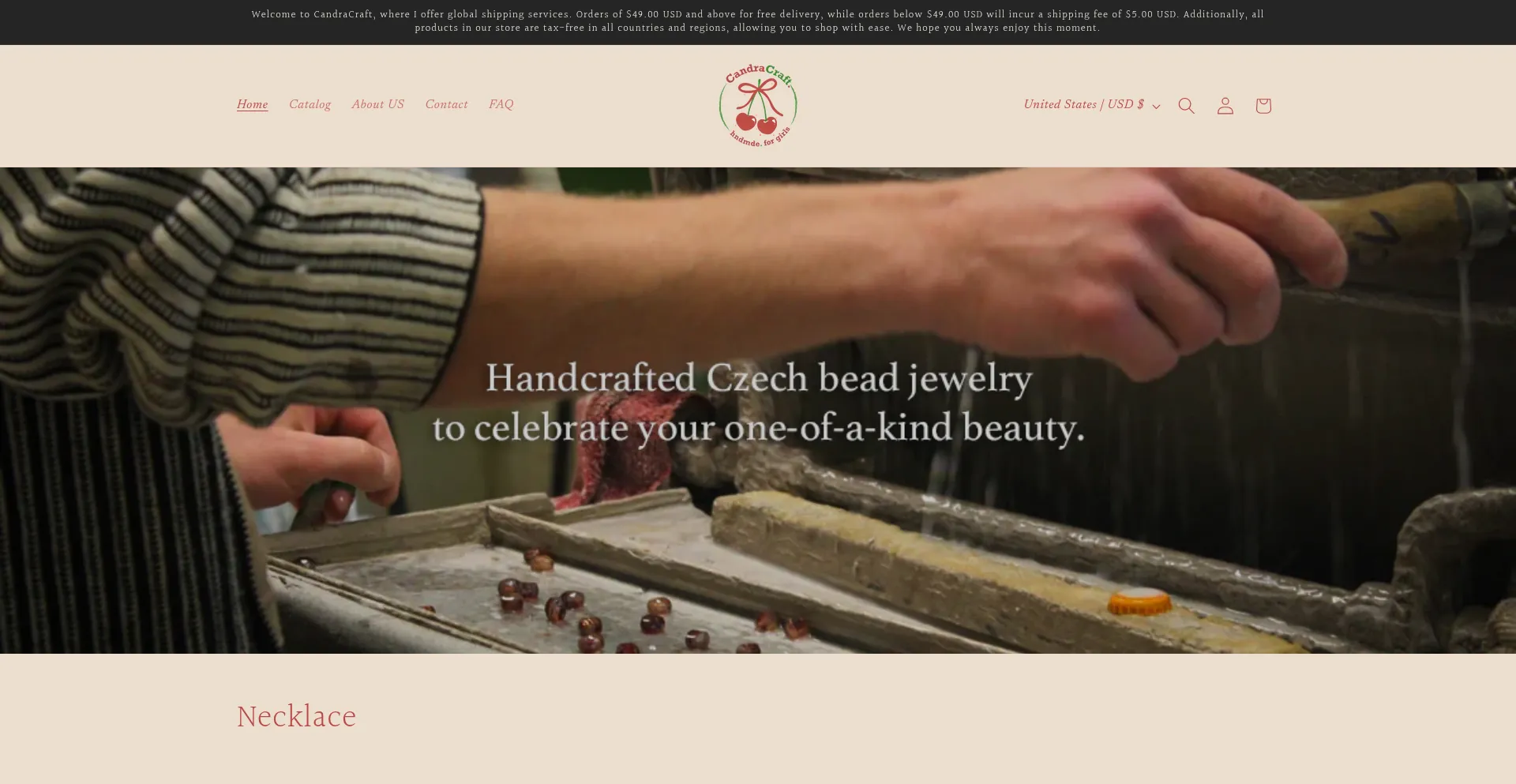 Website screenshot of Candracraft.com
