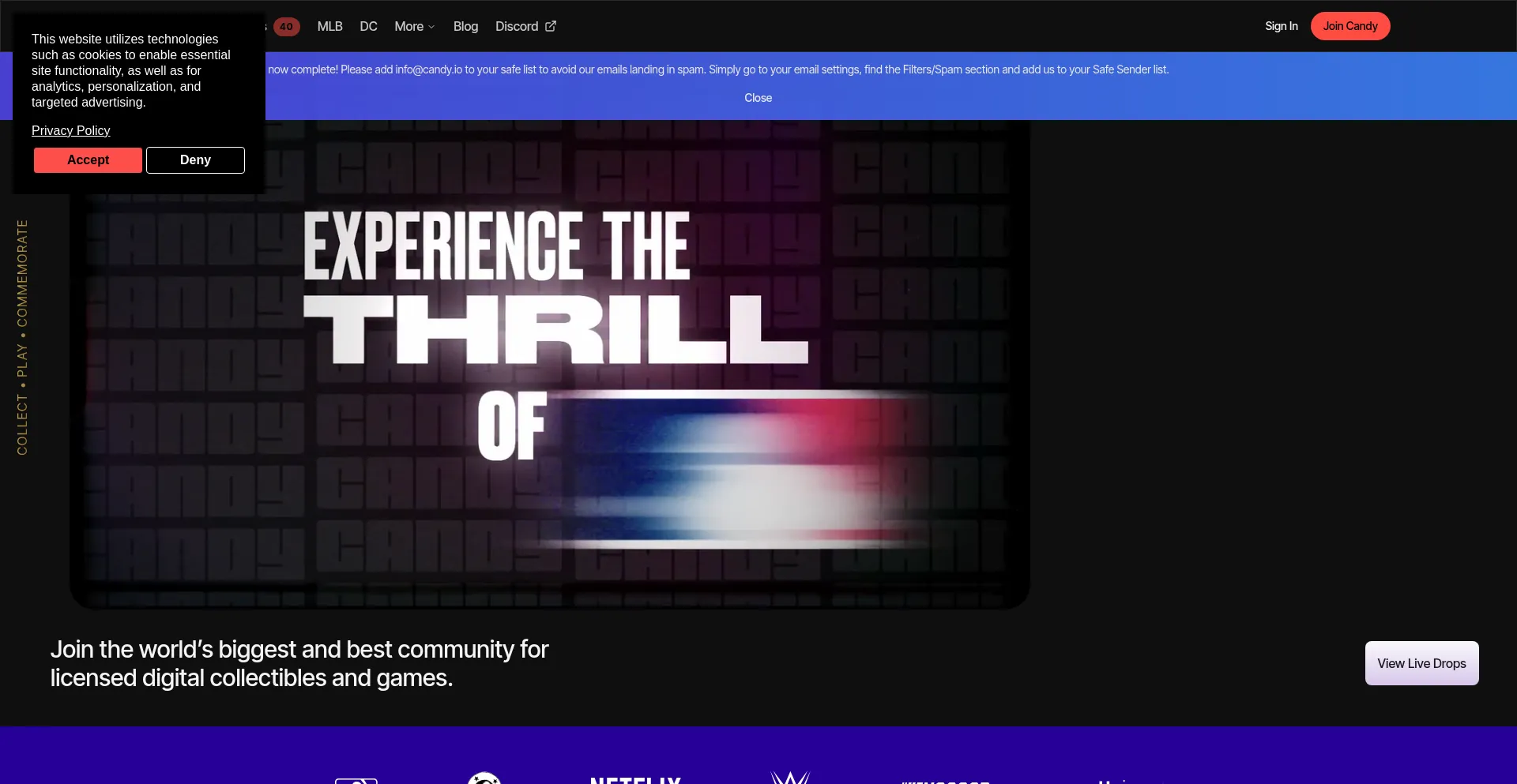 Website screenshot of Candy.io