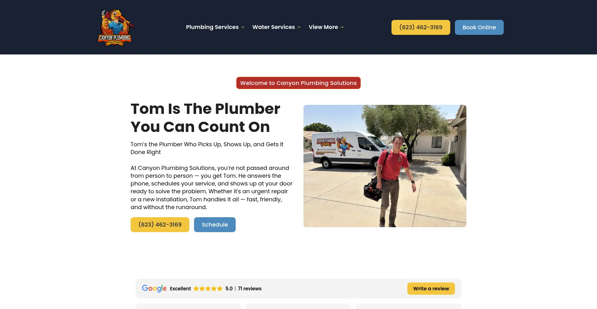 Canyonplumbingsolutions.com Screenshot