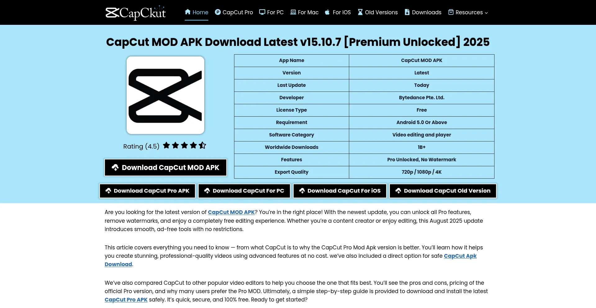 Website screenshot of Capckutpro.com