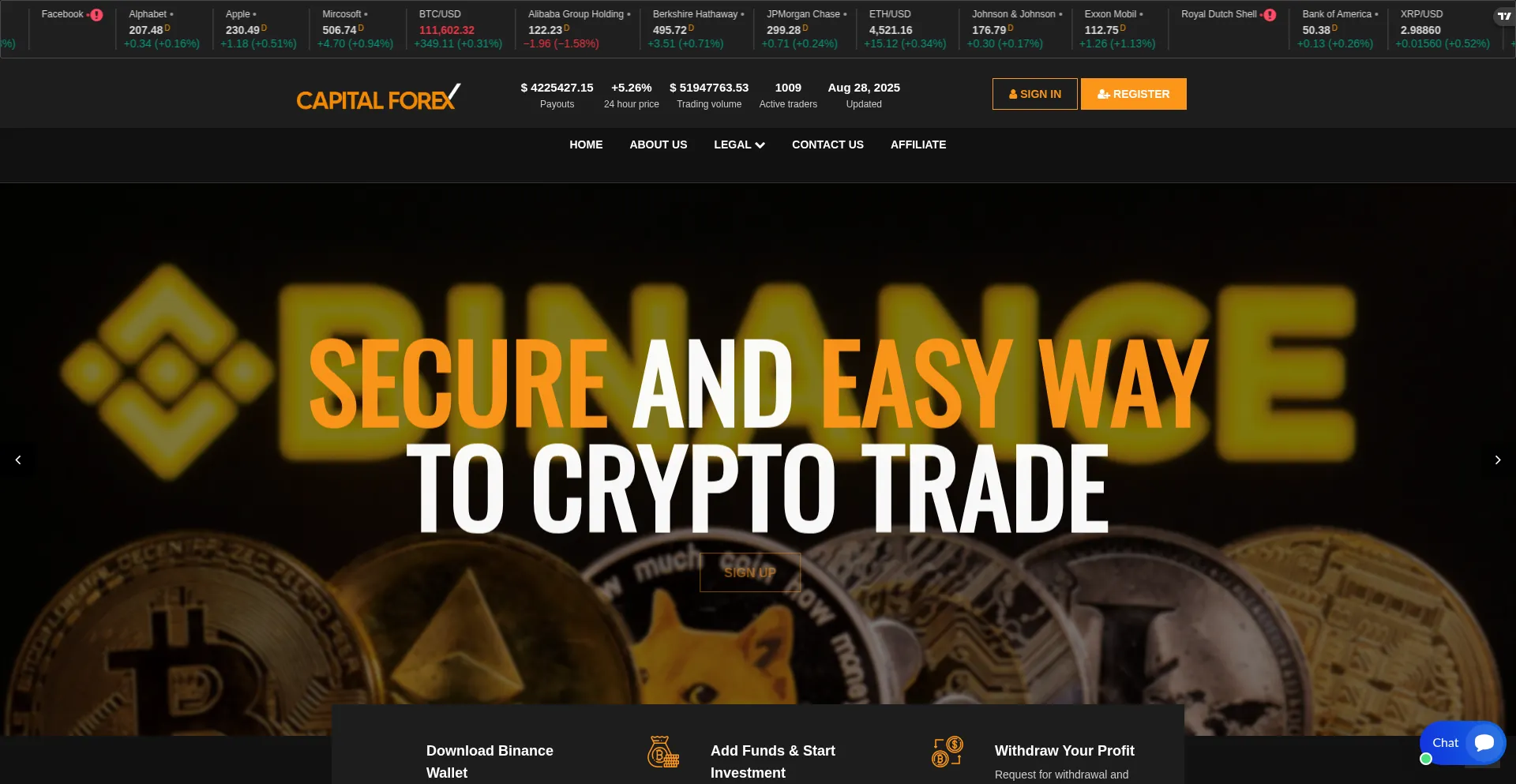 Website screenshot of Capitals-forex.com
