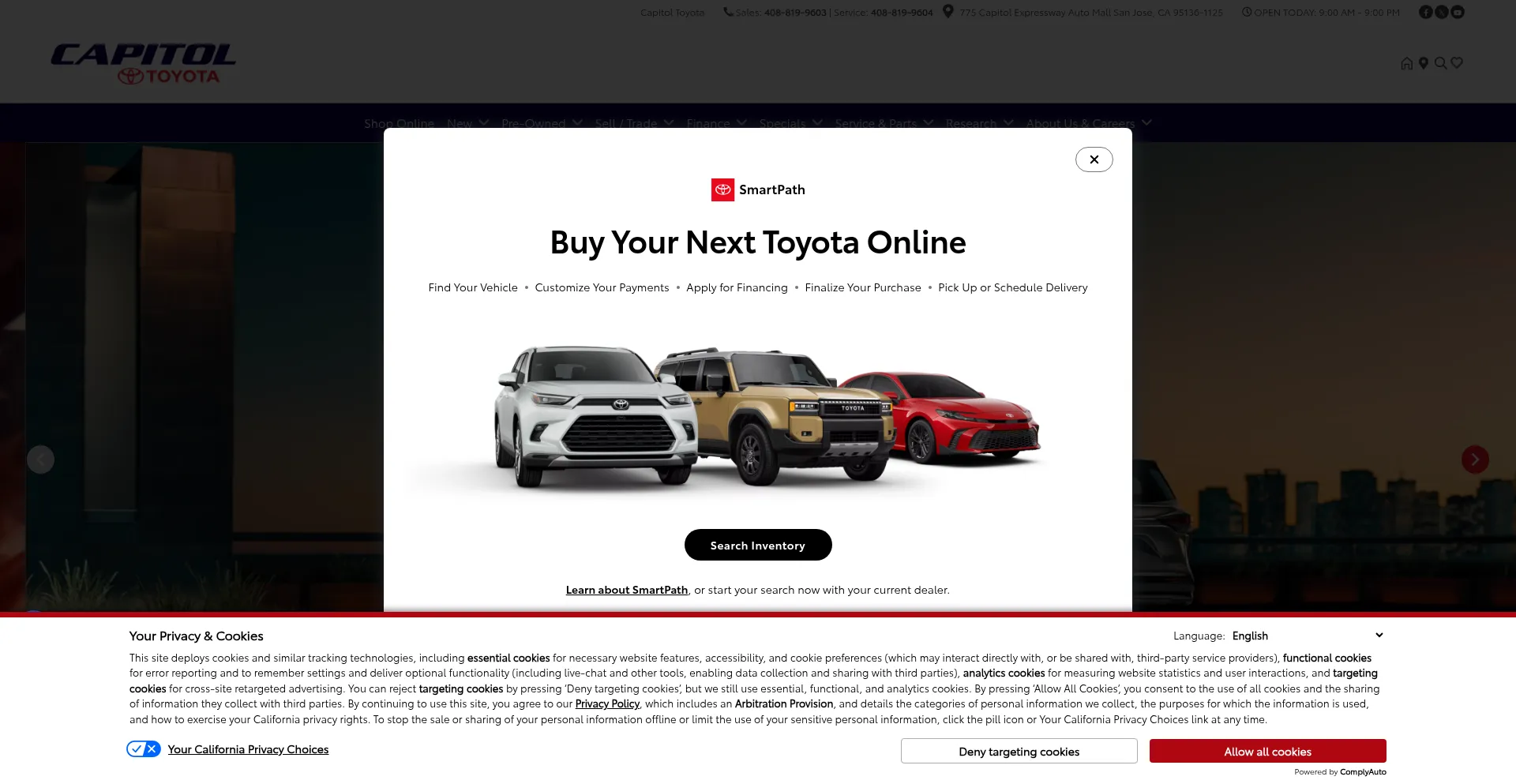 Website screenshot of Capitoltoyota.com