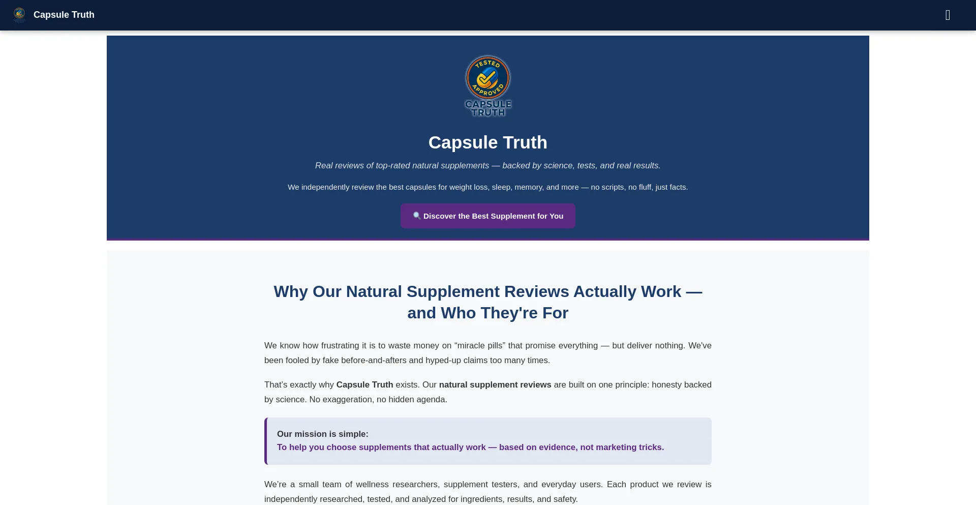 Website screenshot of Capsuletruth.store