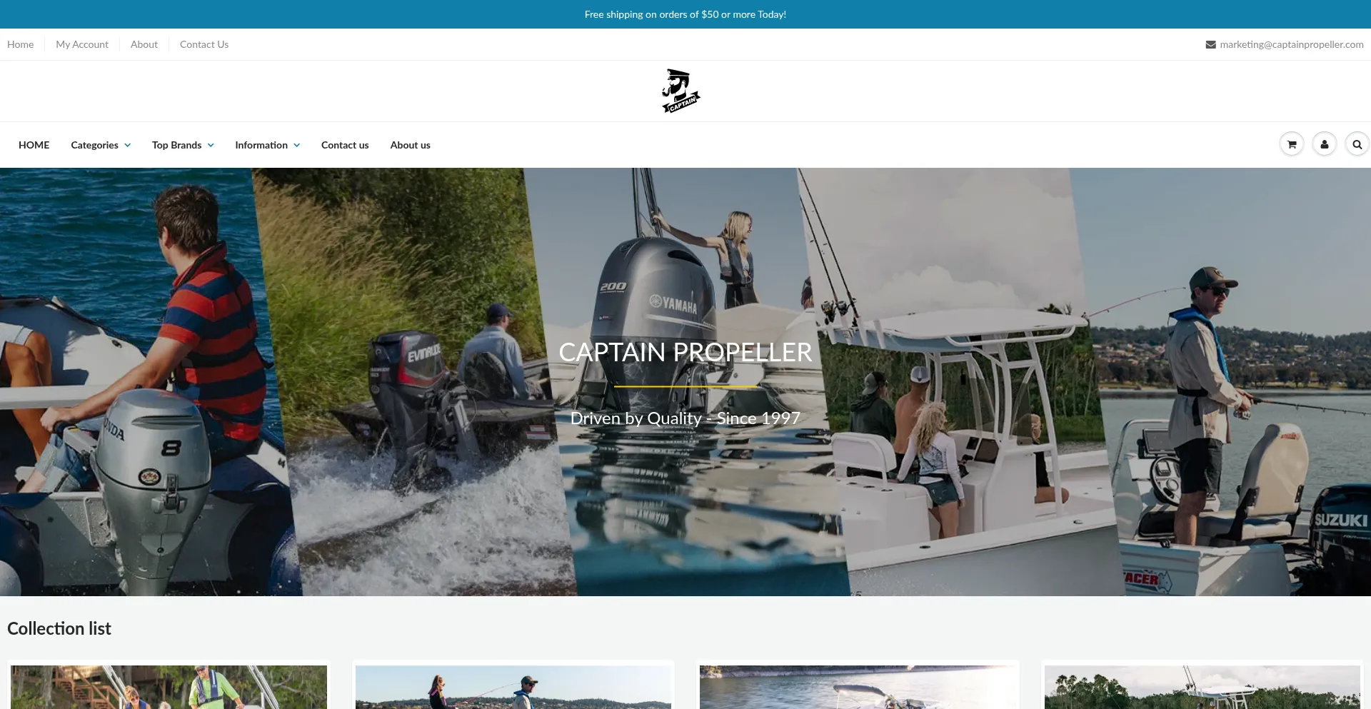 Website screenshot of Captainoutboard.com