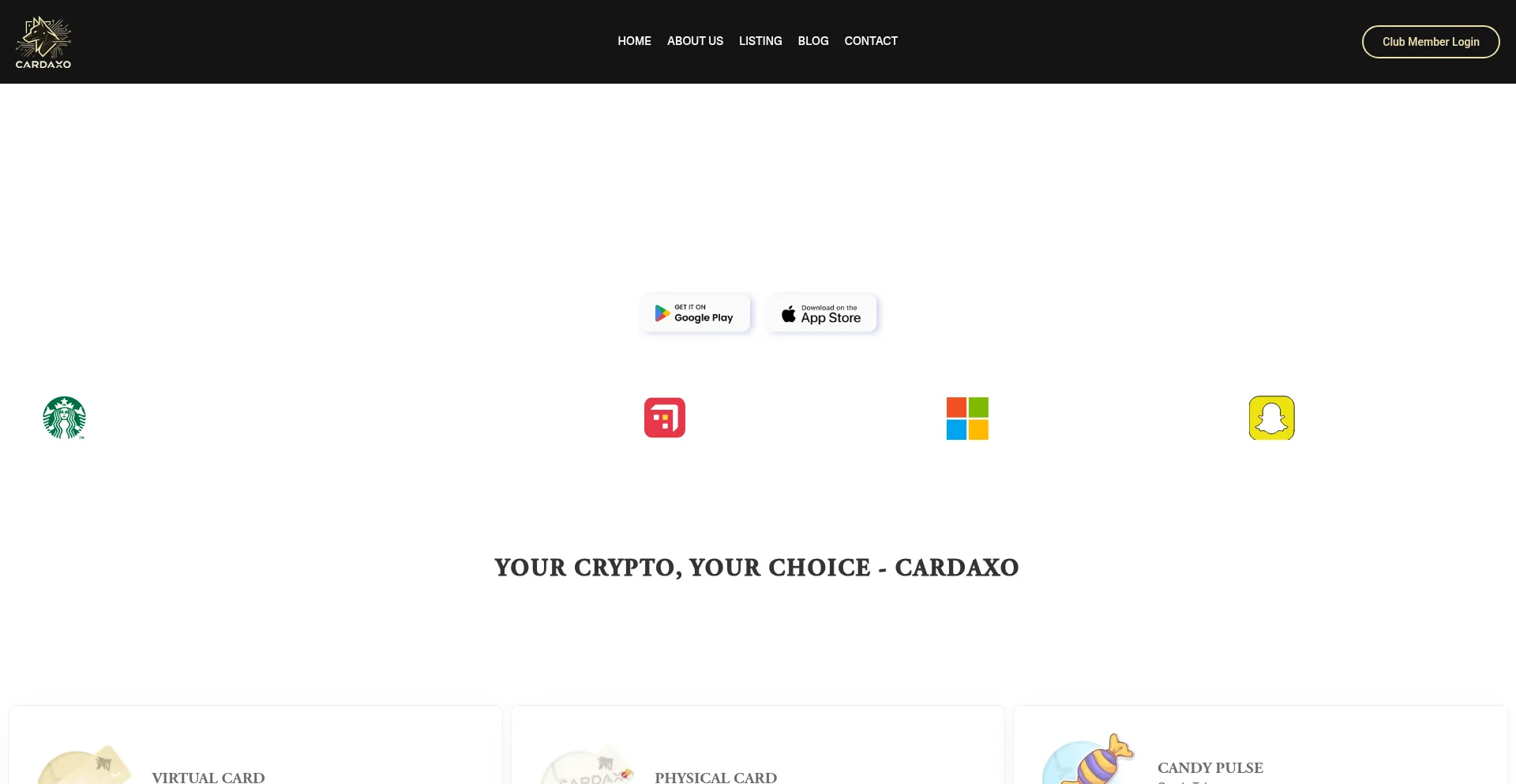 Website screenshot of Cardaxo.com
