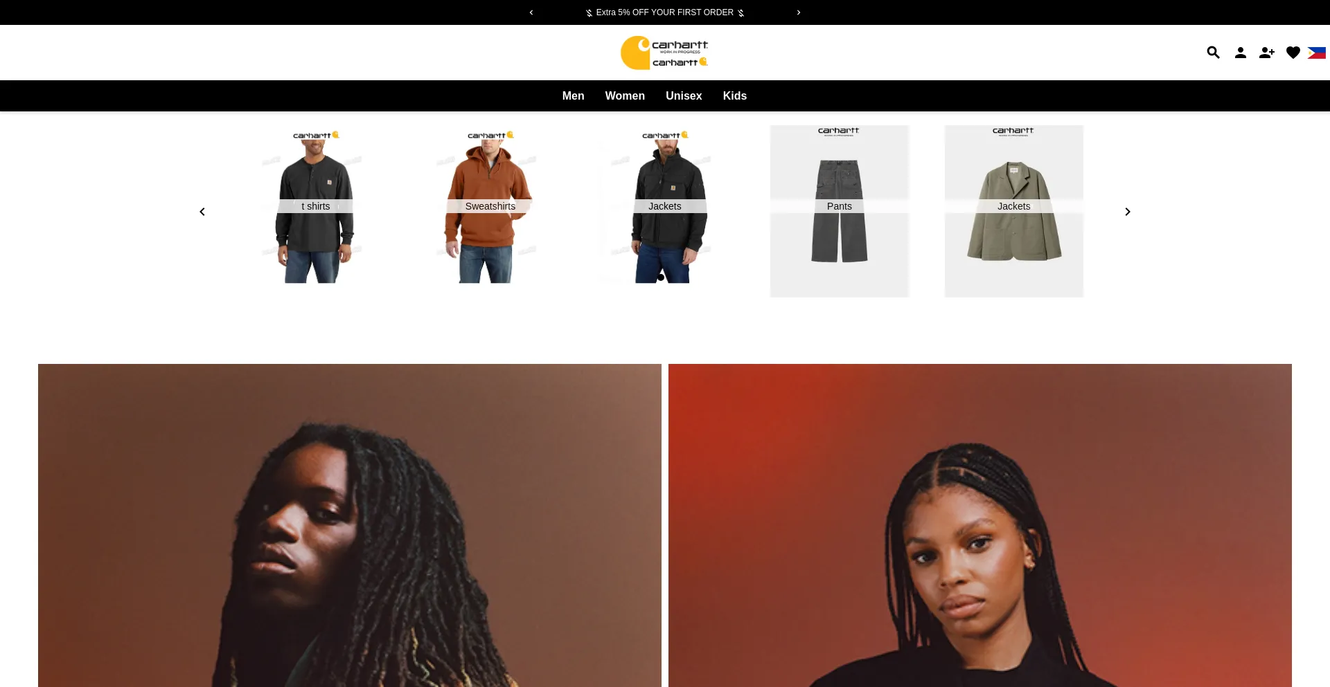 Website screenshot of Carhartphstore.com