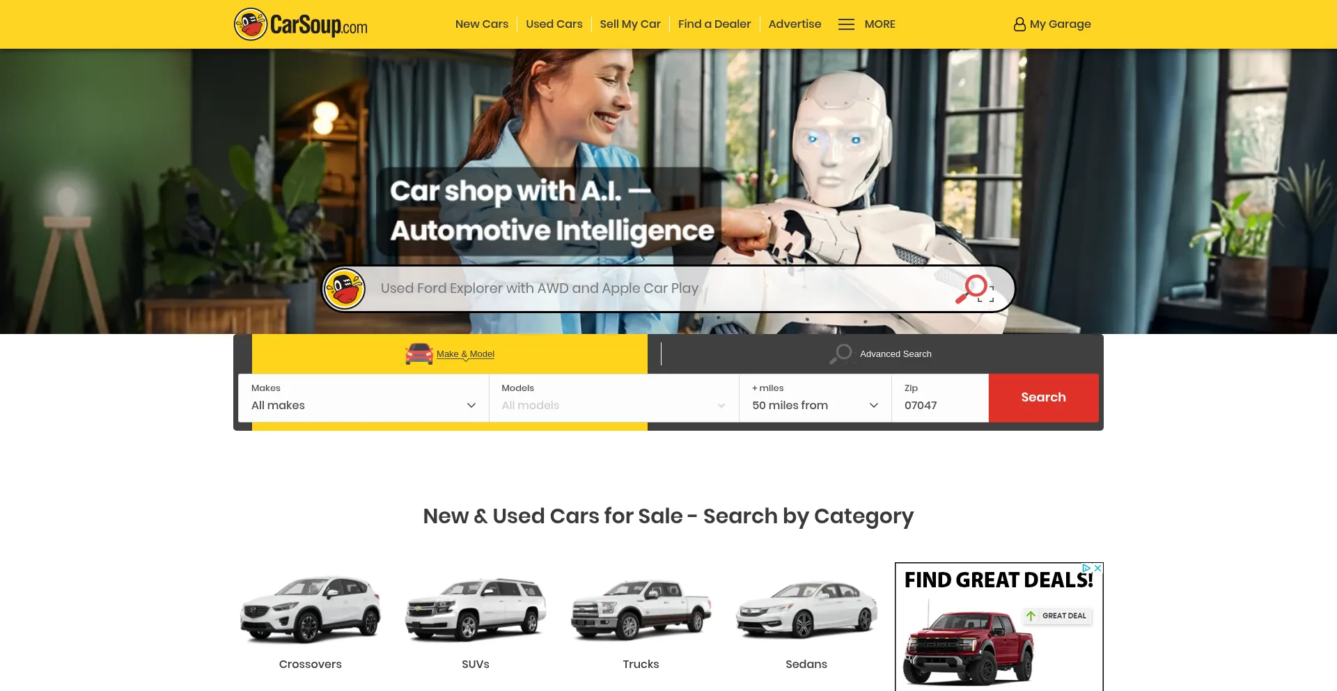 Website screenshot of Carsoup.com