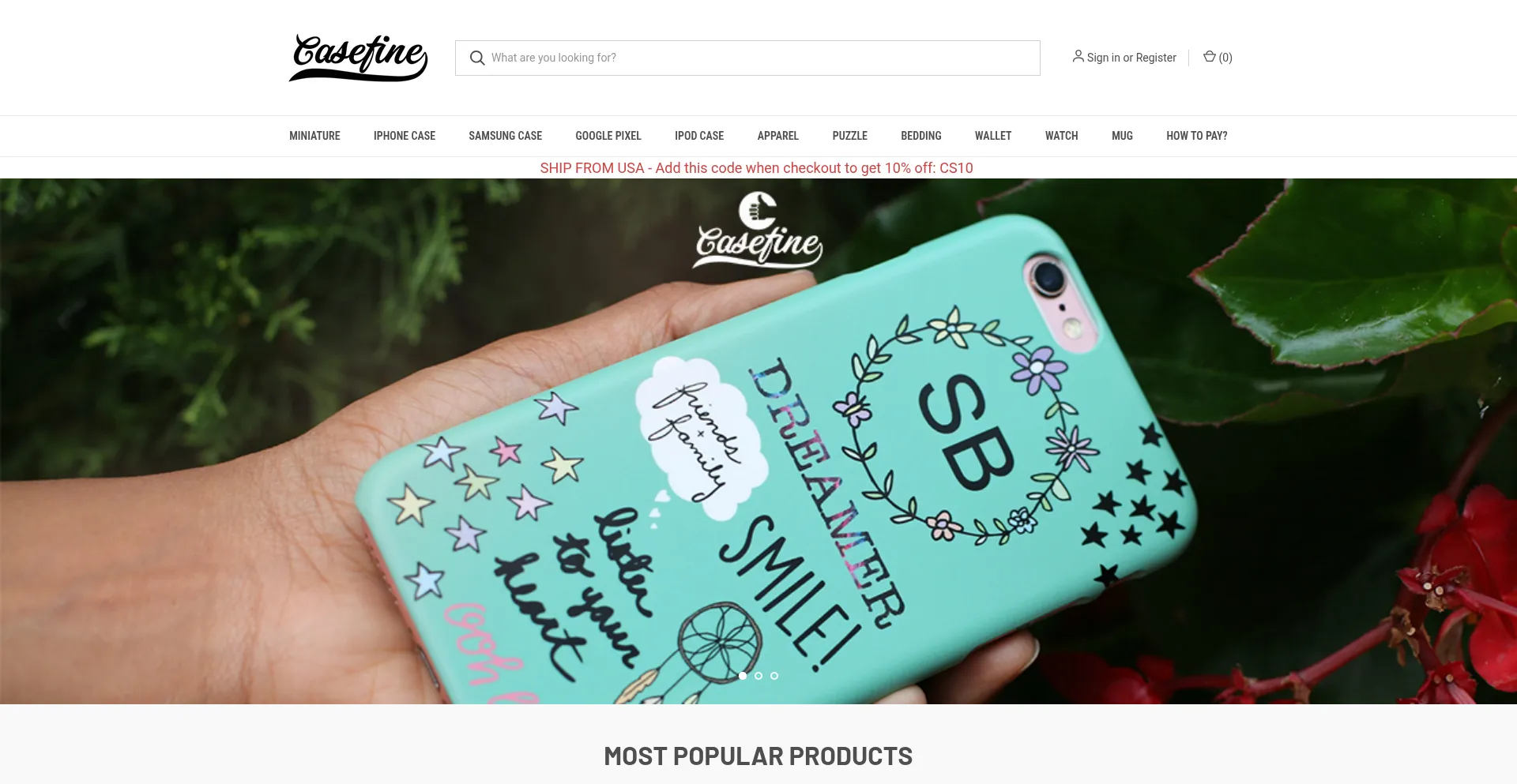 Website screenshot of Casefine.com