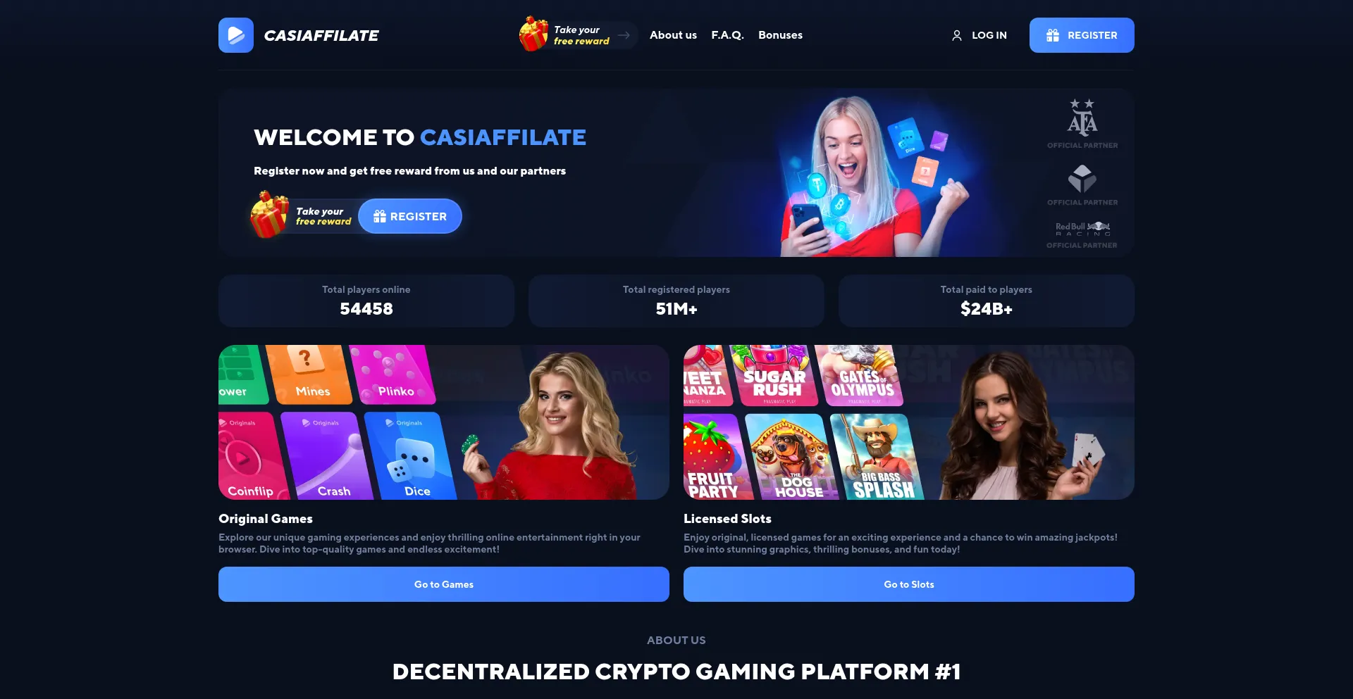 Website screenshot of Casiaffilate.space