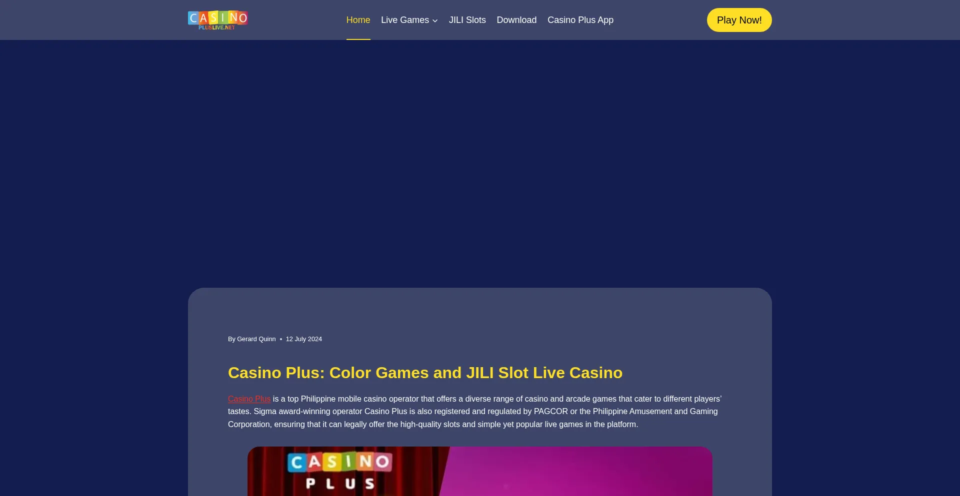Website screenshot of Casinopluslive.net