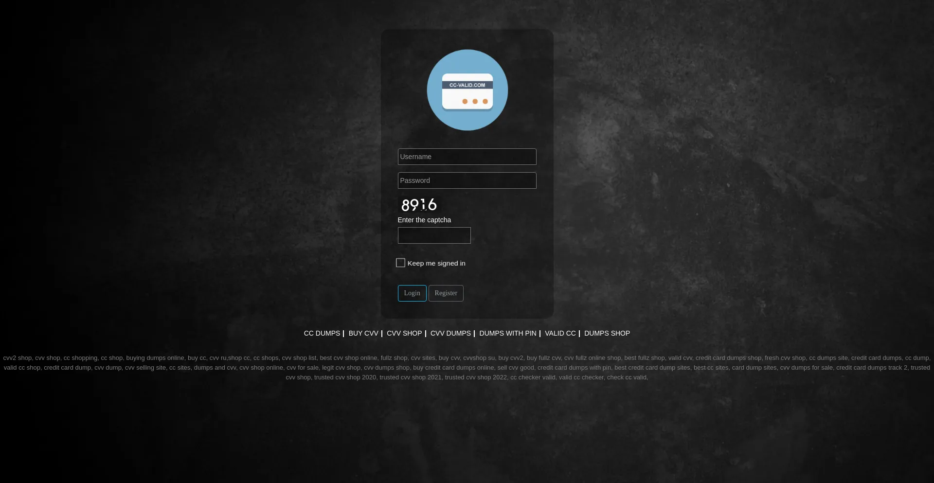 Website screenshot of Cc-valid.com