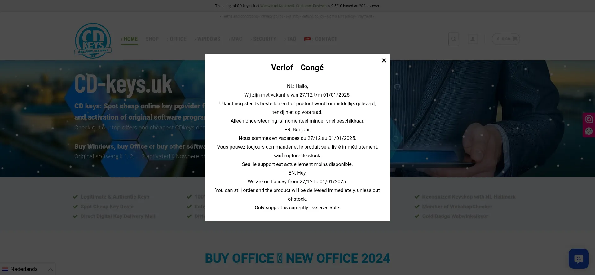 Website screenshot of Cd-keys.uk